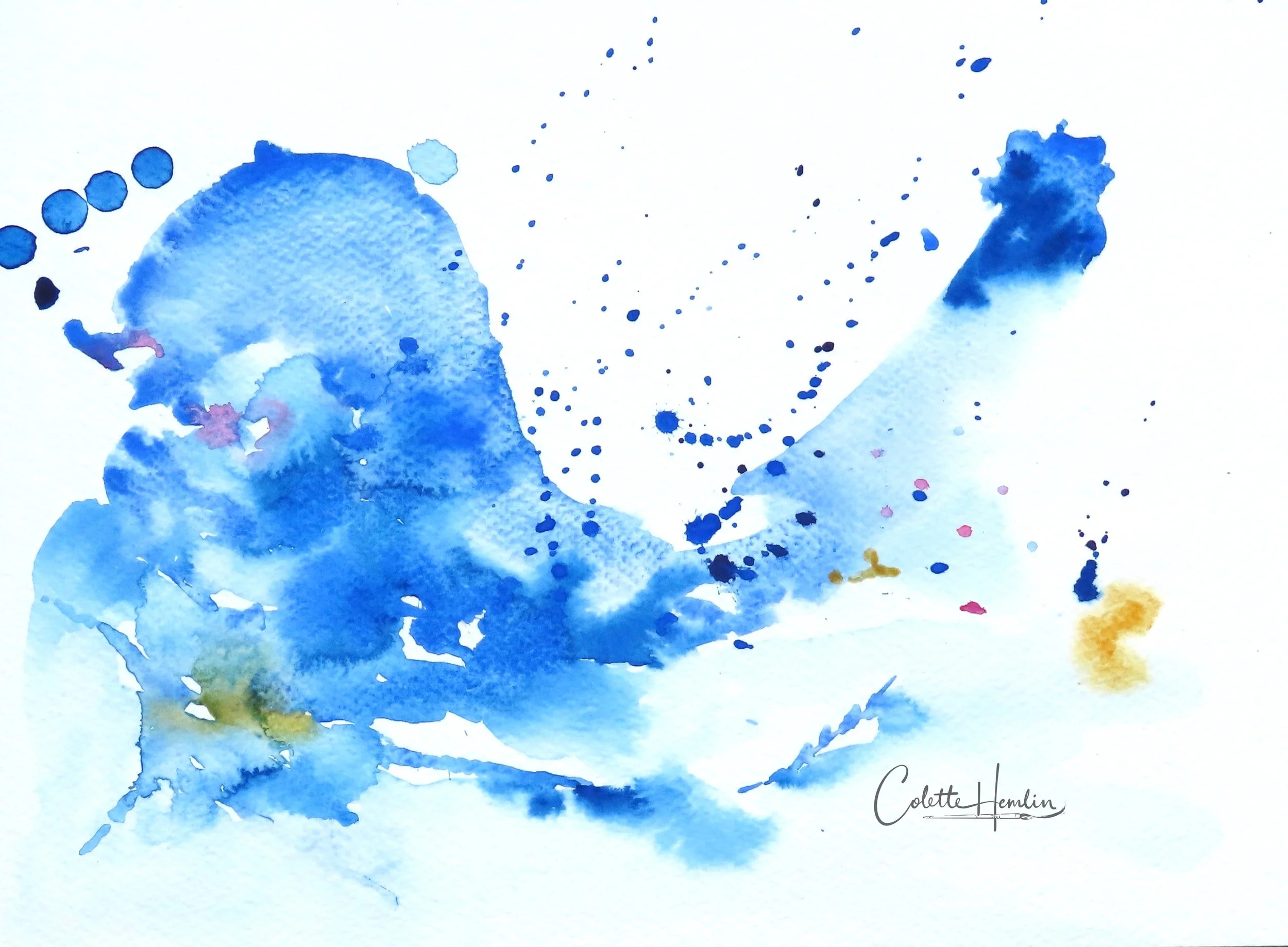 "Brisants", Aquarelle 2o25. Papier Fabriano Studio grain fin, 300 g 25% coton, 23 x 31 cm (9 x 12 po). NON DISPONIBLE