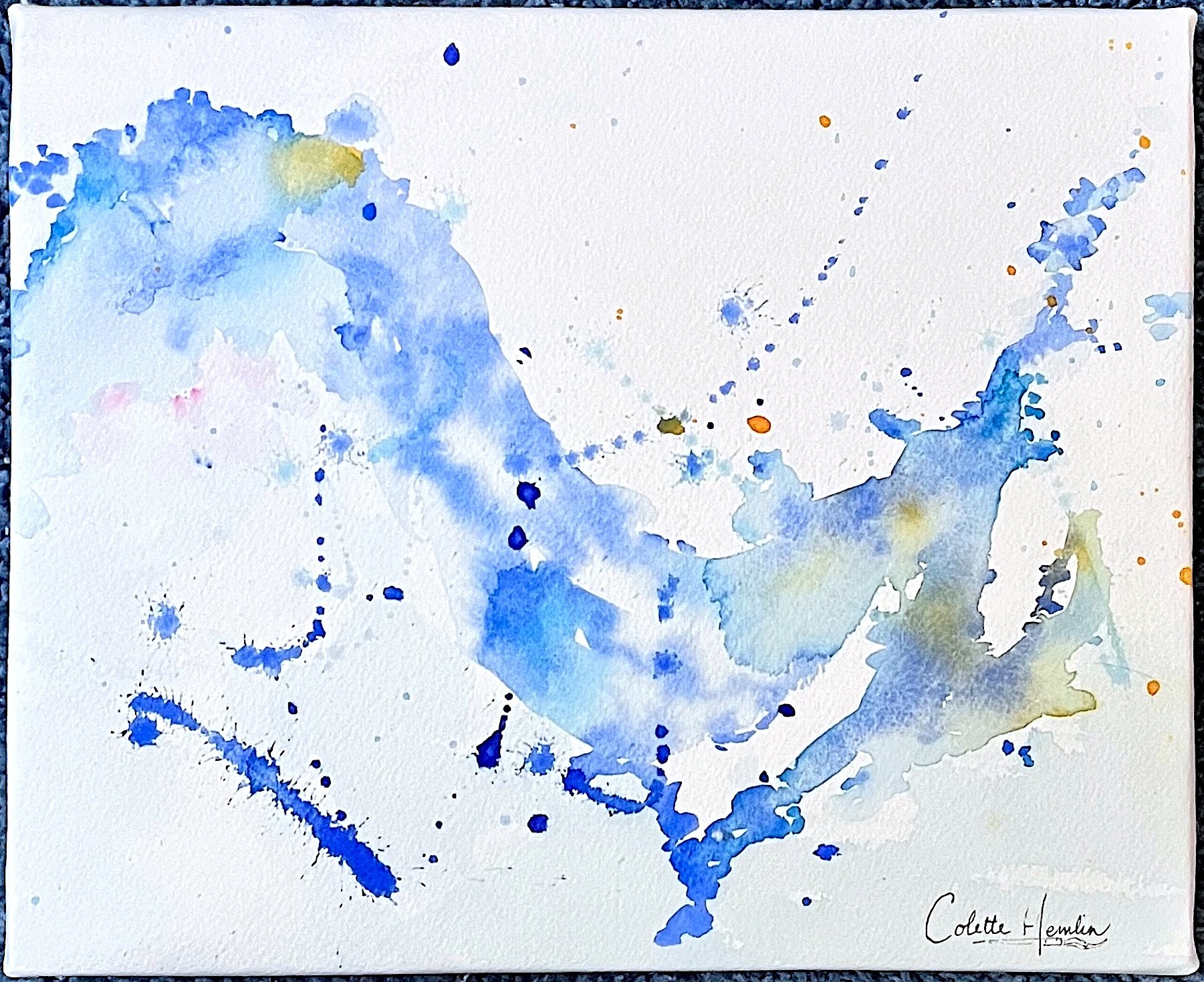 "Vague". Aquarelle, papier Arches 300g 100% coton, 8 x 10 po (20 x 25 cm). Mai 2025, pièce marouflée. ---------- 2025-48 VENDUE