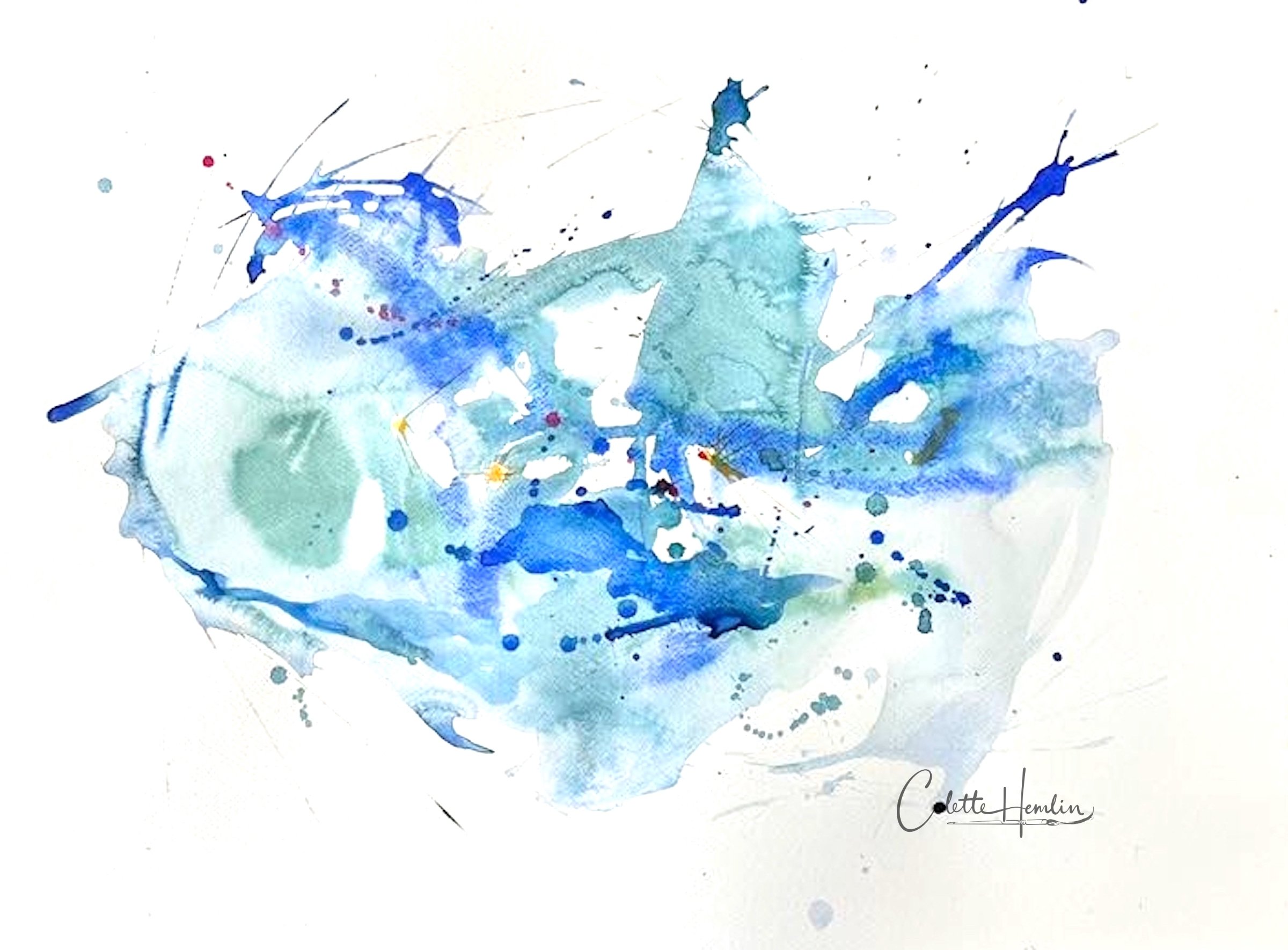 "Vertige", Aquarelle 2025. Papier Fabriano 1264 grain fin, 300g cellulose, 46 x 60 cm (18 x 24 pouces).