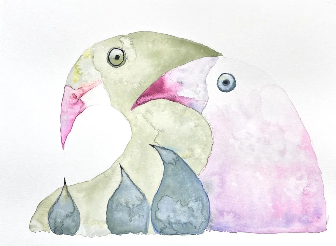 "Papa, maman et les enfants". Aquarelle et crayon graphite, papier Canson, 300g. Novembre 2022. ----------- 2022-19 - NON DISPONIBLE