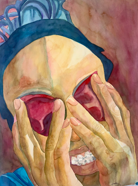 Rose Colored Girl, 24 x 32in, 2026, Watercolor on Arches (NFS)