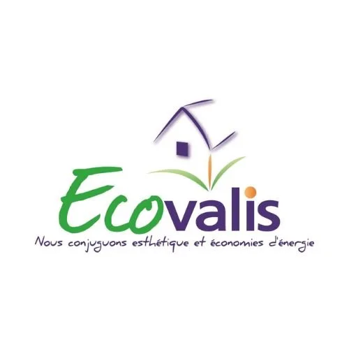 Logo EcoValis avec une maison stylisée, une feuille verte et un slogan en français.