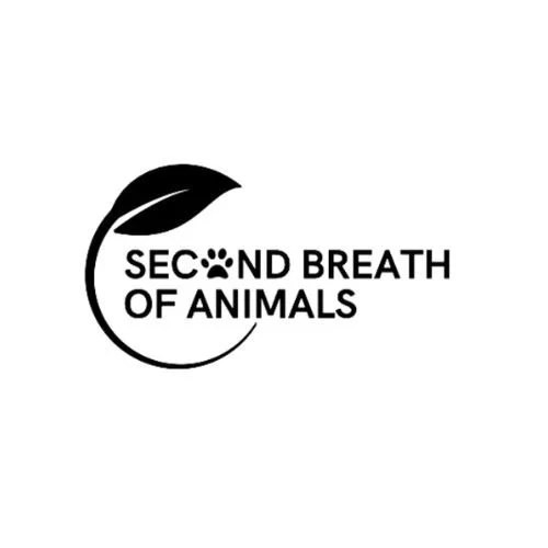 Logo avec une feuille et un cercle, texte : "Second Breath of Animals".