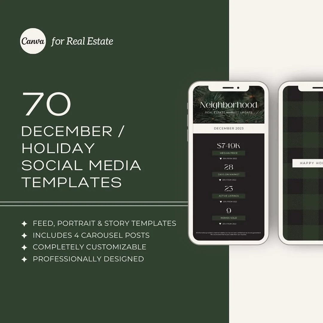 &lsquo;Tis the season to make your real estate business shine! 🎄✨

Elevate your December social media marketing with our exclusive bundle of 70 holiday-themed social media templates! Perfect for realtors, mortgage pros, or any real estate enthusiast