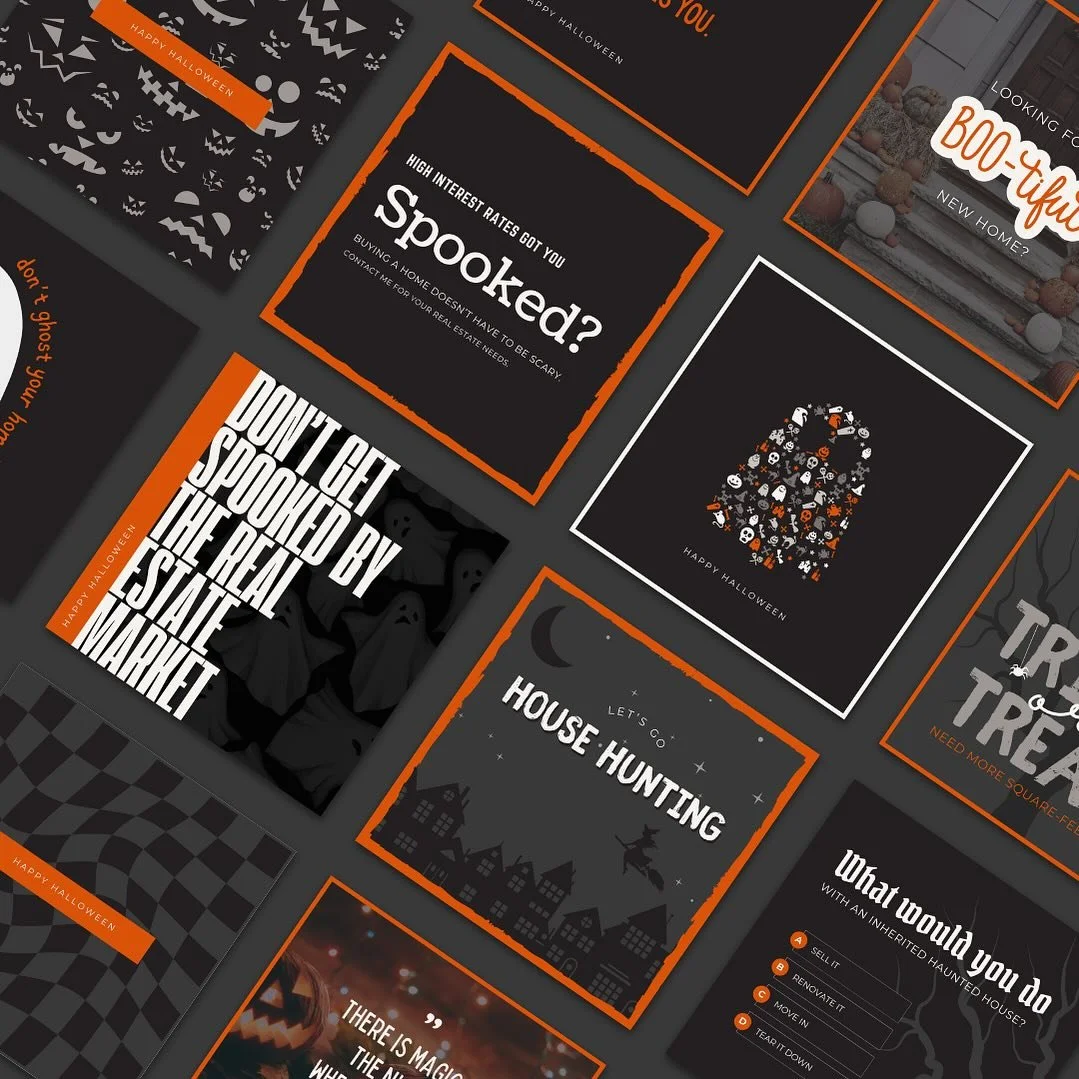Don&rsquo;t forget to post something spooky on your social media this Halloween! 🎃👻💀 

Click the 🔗 in bio to purchase our set of 15 editable Canva templates.

#realestatebranding #canvatemplates #marketingforrealtors #realestatemarketing #canvafo