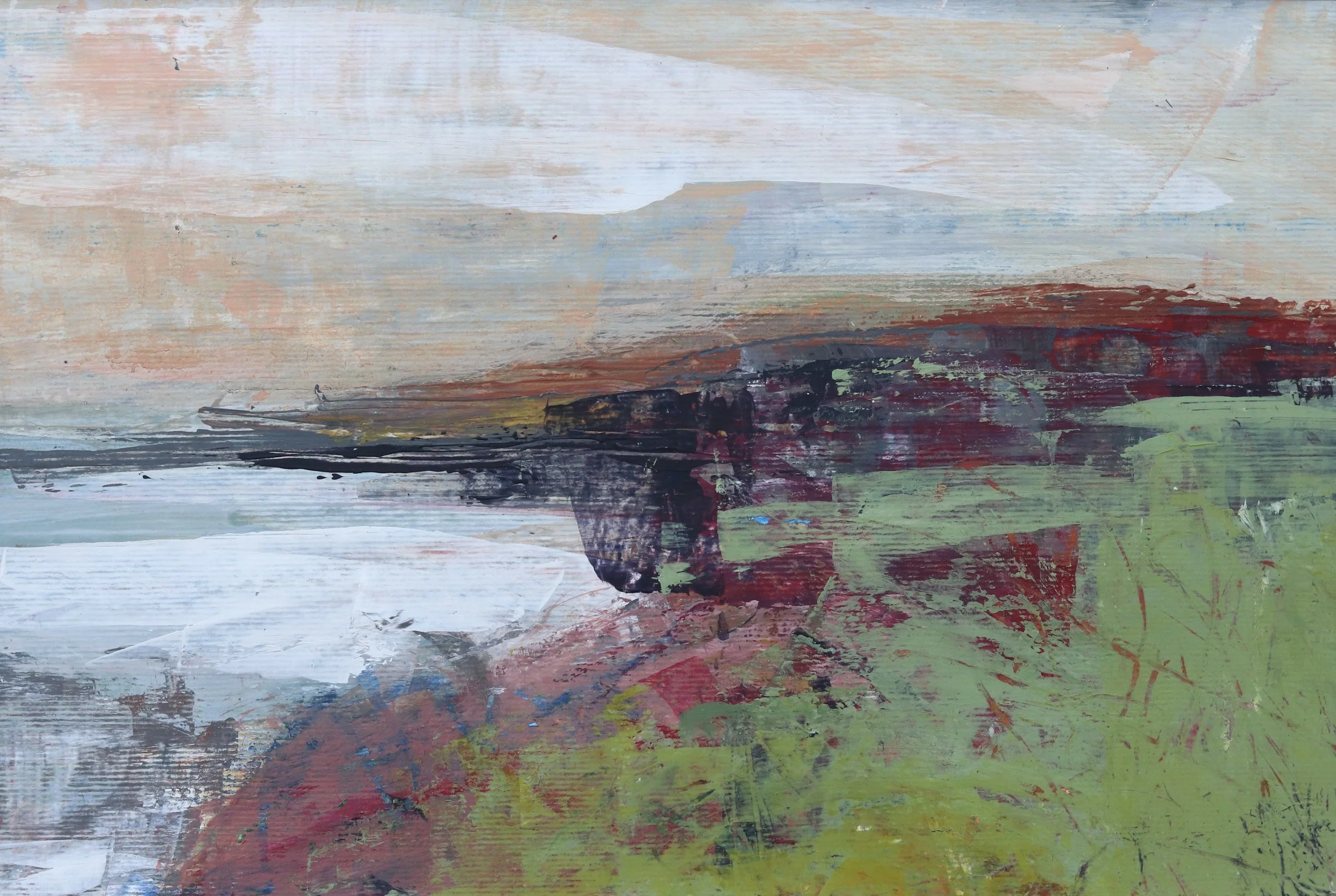 abstract landscape painting with autumnal colours