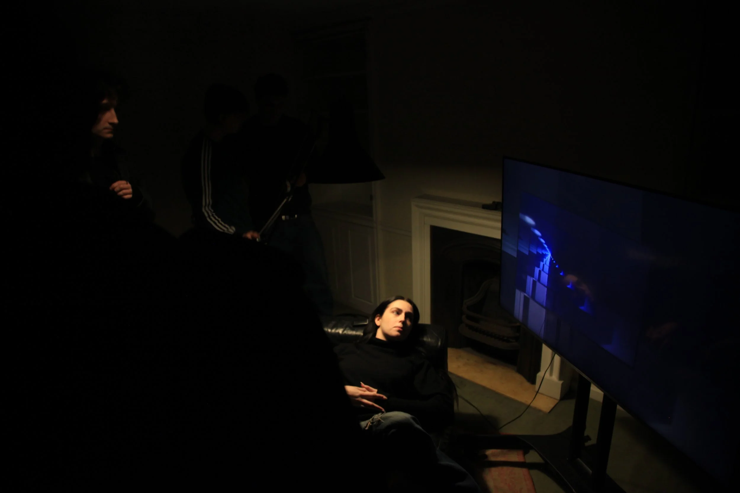 Amelie in the set she designed.