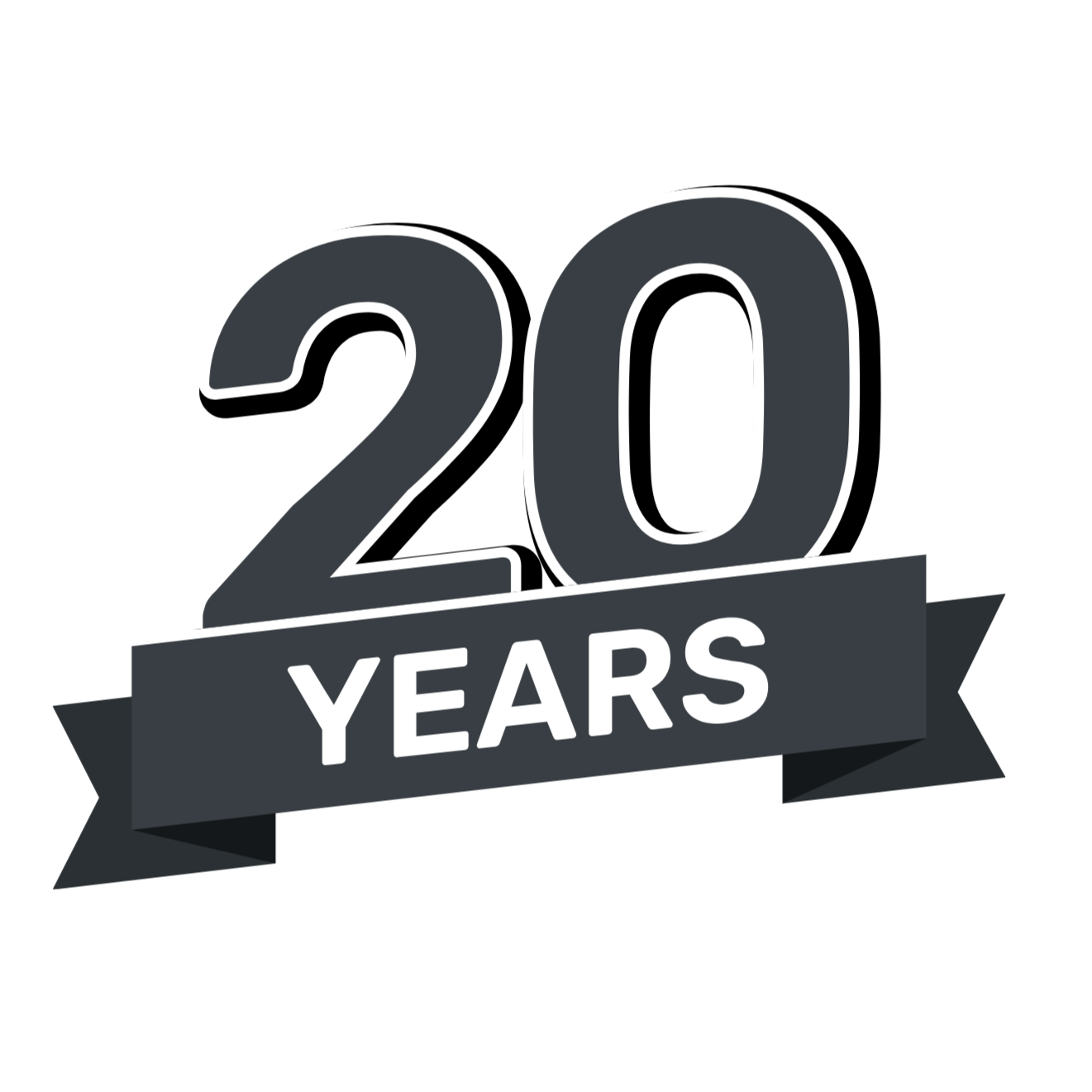 A graphic that says 20 years, signifying 20+ years as a porfessional in the coatings industry of Lubbock Texas