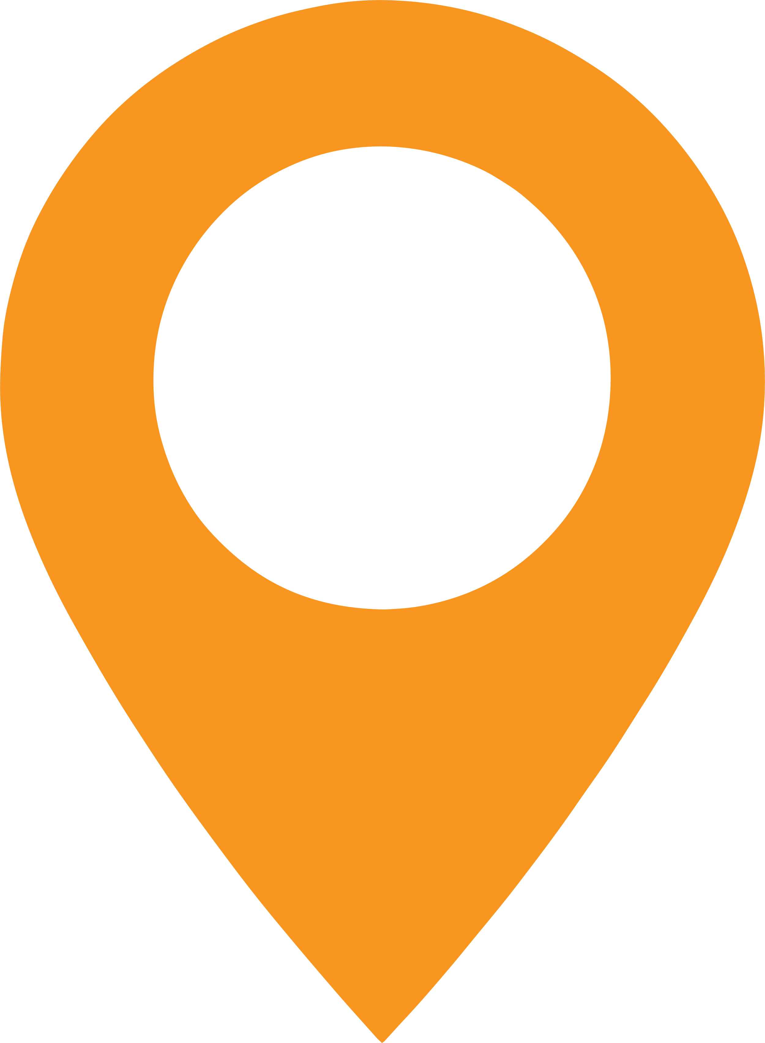 Orange location pin icon with a white circle in the center.