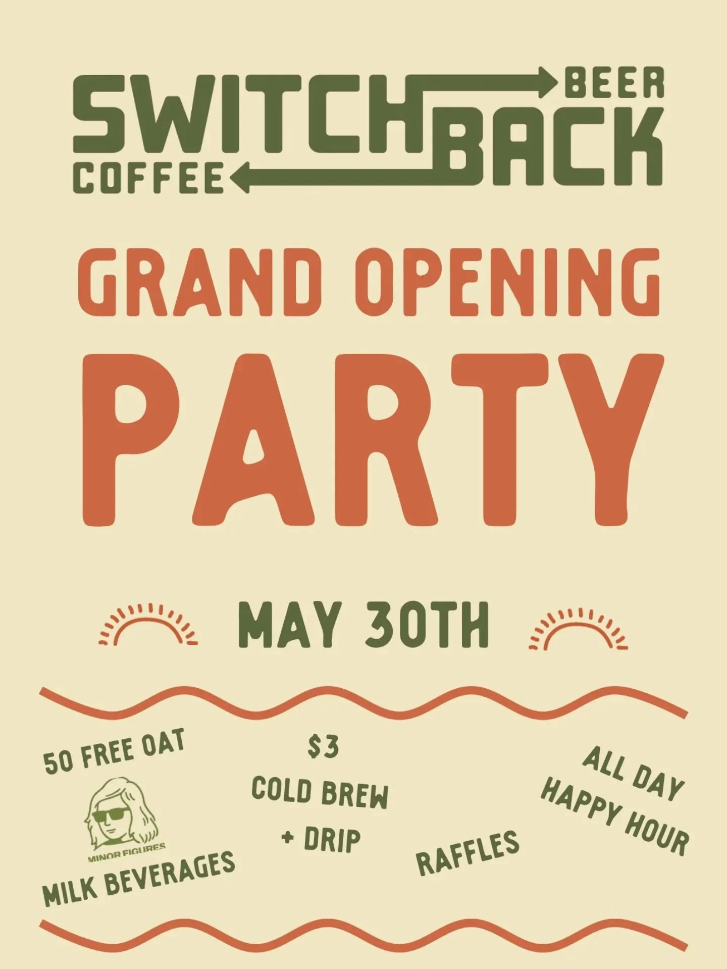 We are ready to celebrate with y'all 🎉 come join us for a day filled with...
 &bull; 50 FREE @minorfigures oat milk beverages 
 &bull; $3 @sightseercoffee Cold Brew or @barrettscoffee Drip
 &bull; All Day Happy Hour
 &bull; Raffles with gift cards a