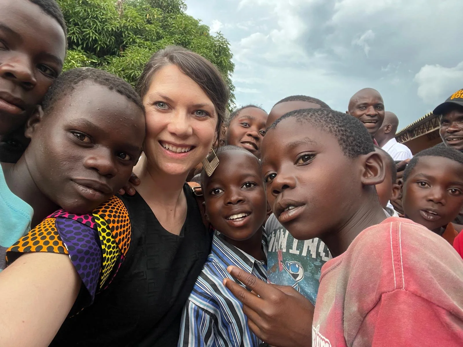 Jenny Duncan with children in Zambia