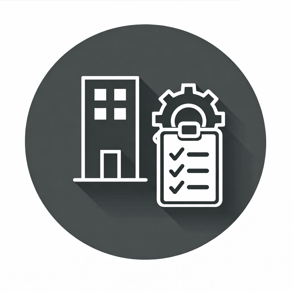 Icon of a building, gear, and checklist, with the text 'Development Services' beneath.