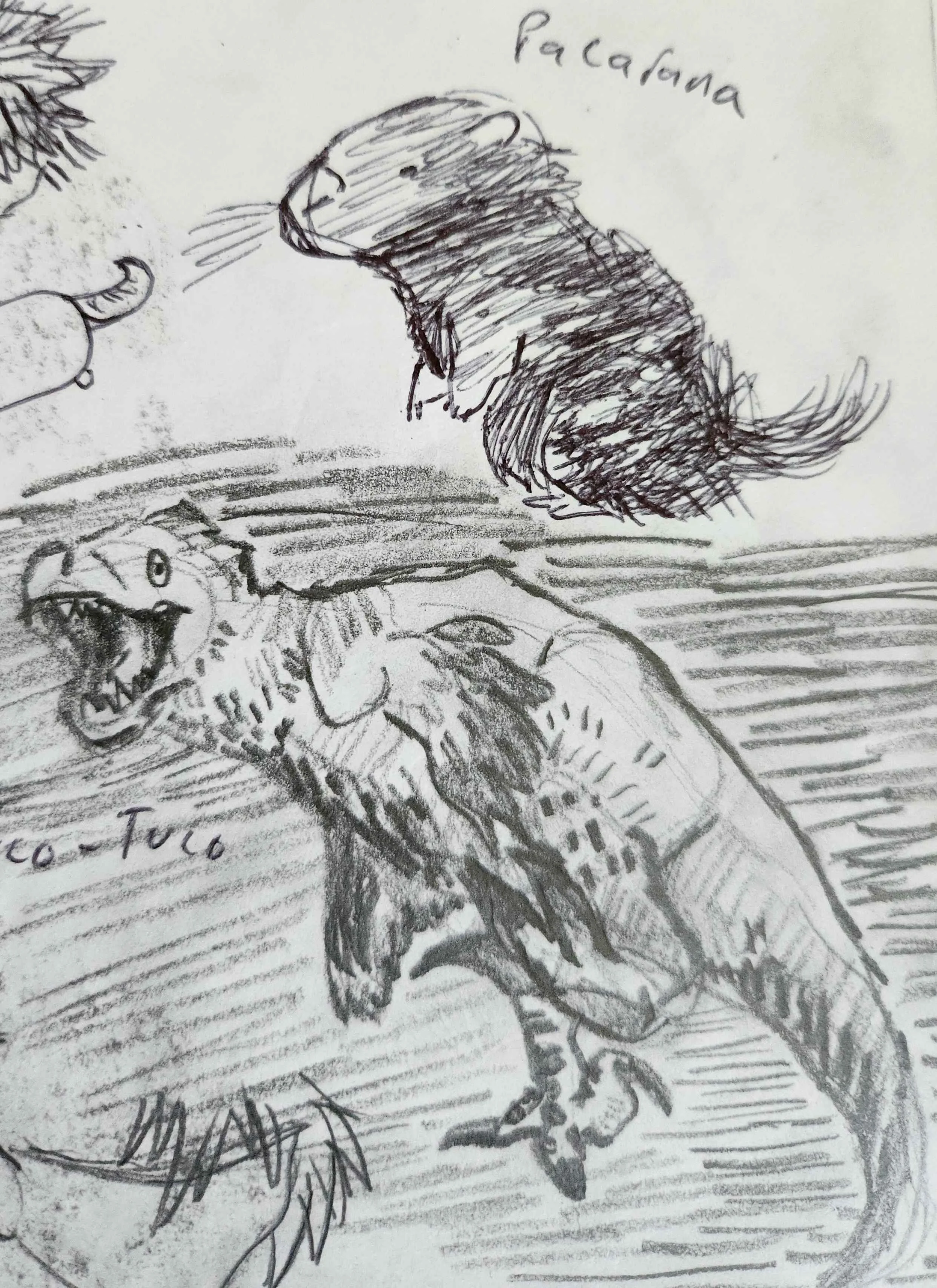 Jumping Dromaeosaur joined by a pacarana. 