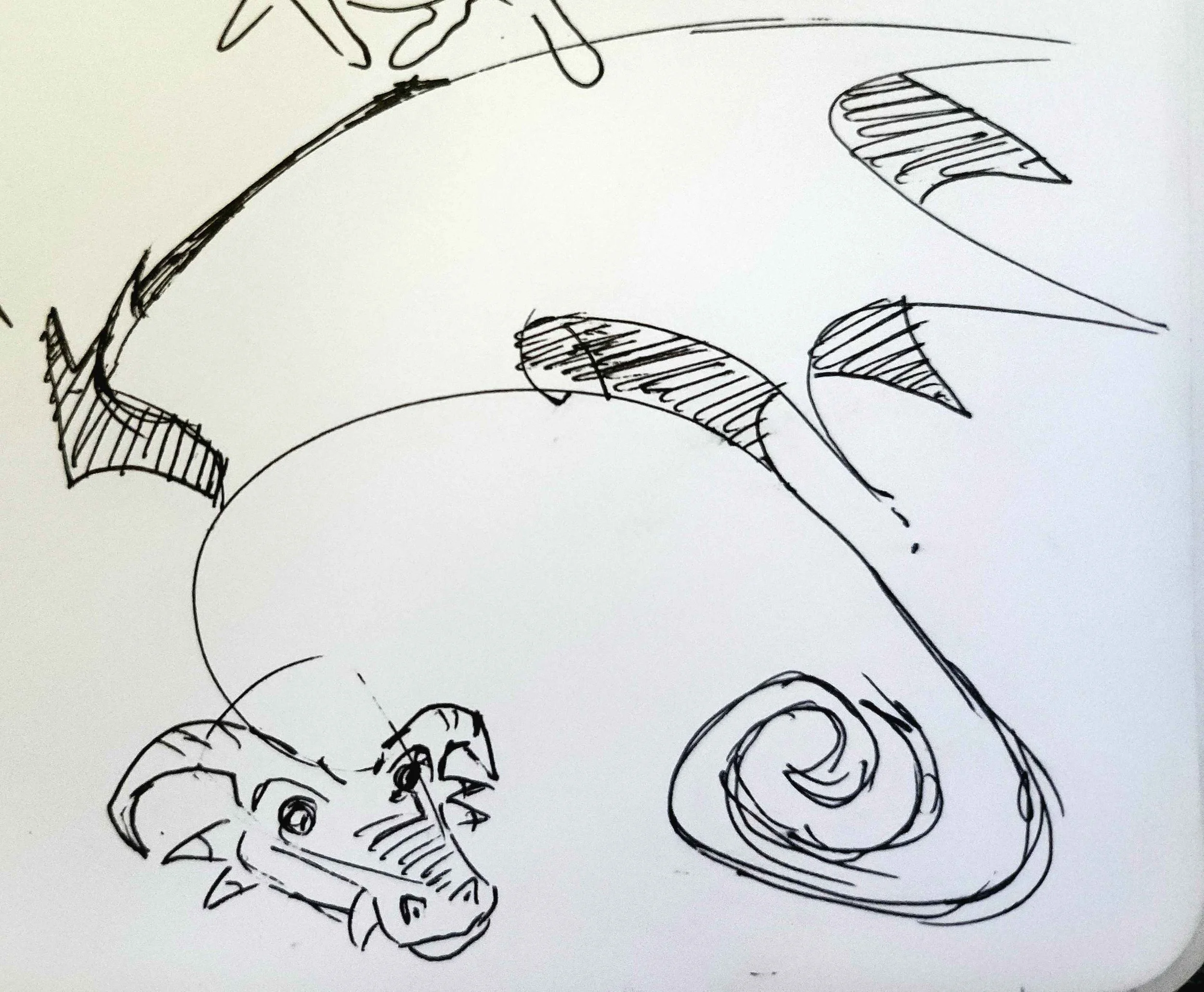 Simple curled-up dragon.