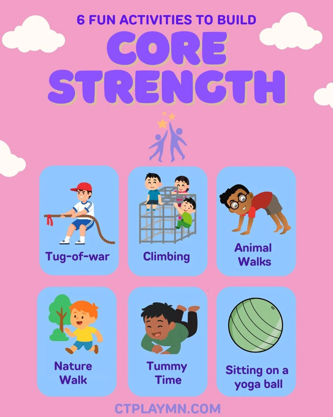 A strong core is the foundation for play, and can be built through play! What are some of your favorite ways to play?

#corestrengthening #ctplaymn