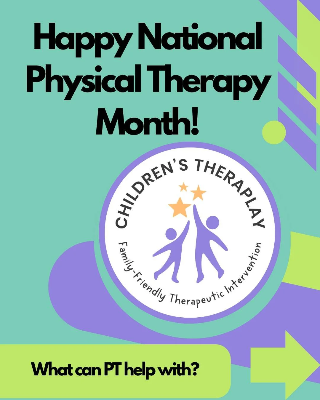 October is National Physical Therapy Month! Here are just a few examples of what our PTs at Children's Therapy can help with!

#PTMonth #ChoosePT #PhysicalTherapyMonth  #ctplaymn