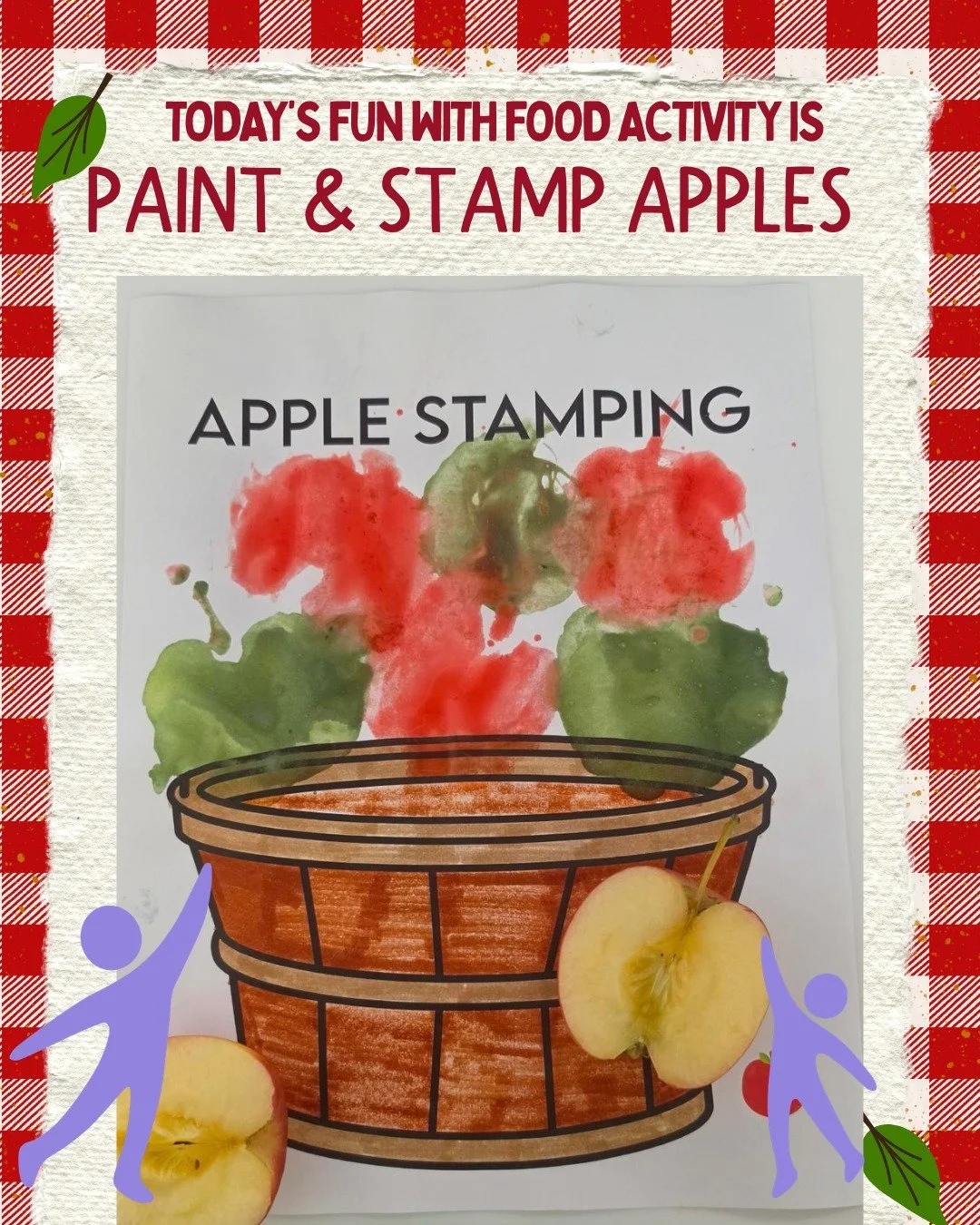 This apple activity encouraged our patients to explore familiar foods while giving them the option to change the taste, look, and texture. For our red "paint" we used strawberry syrup, and for our green "paint" we dyed Cool Whip.

