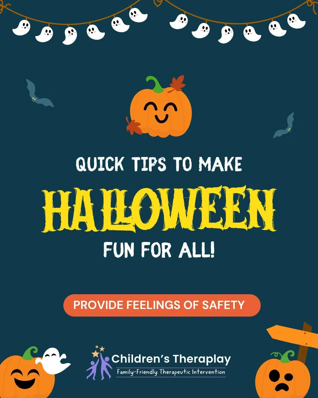 While Halloween is an exciting time for many kids, it can be a struggle for some. If you have concerns about how to improve your child's sense of safety and enjoyment during Halloween, ask your therapist for tips that are specific to your child's nee