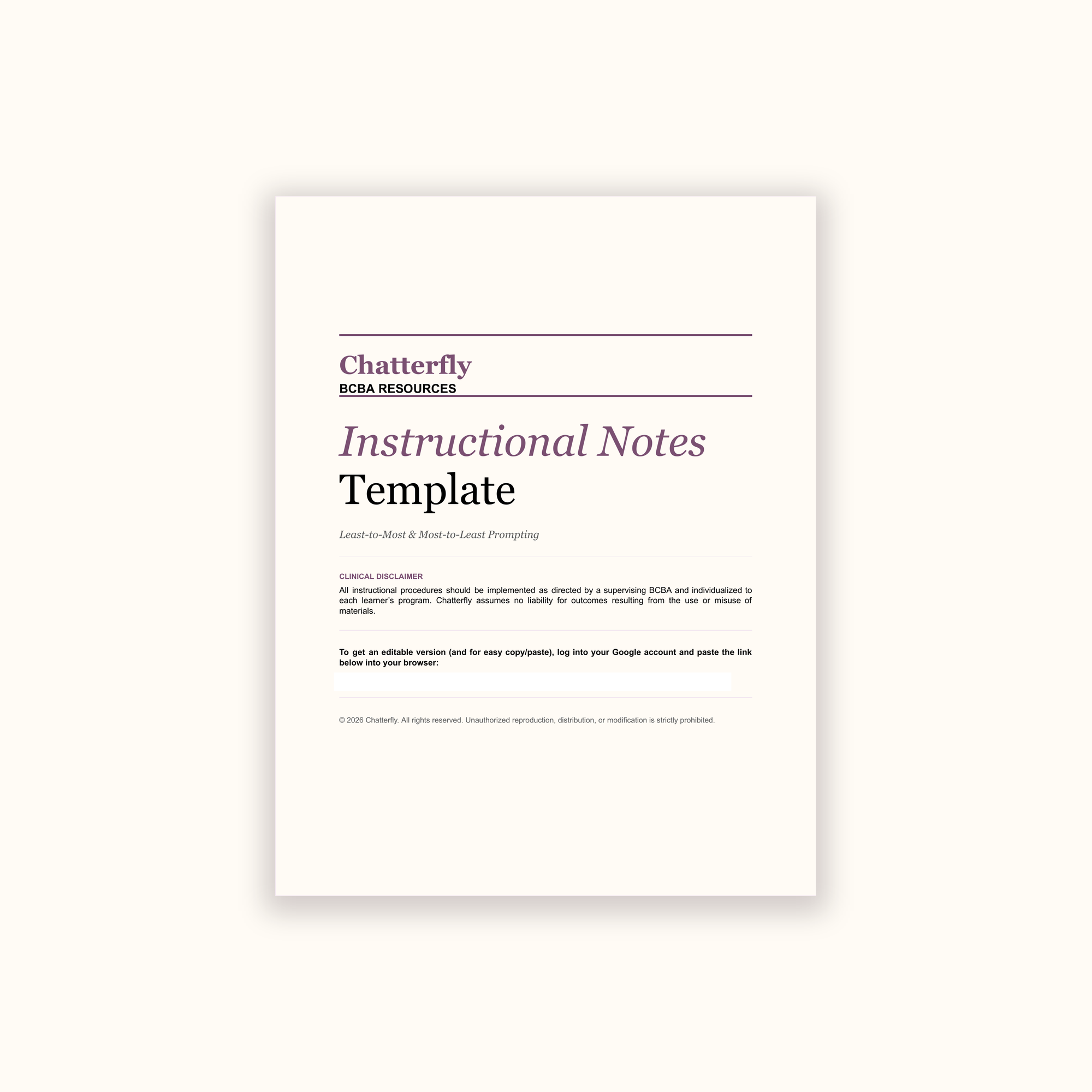 Instructional Notes Template