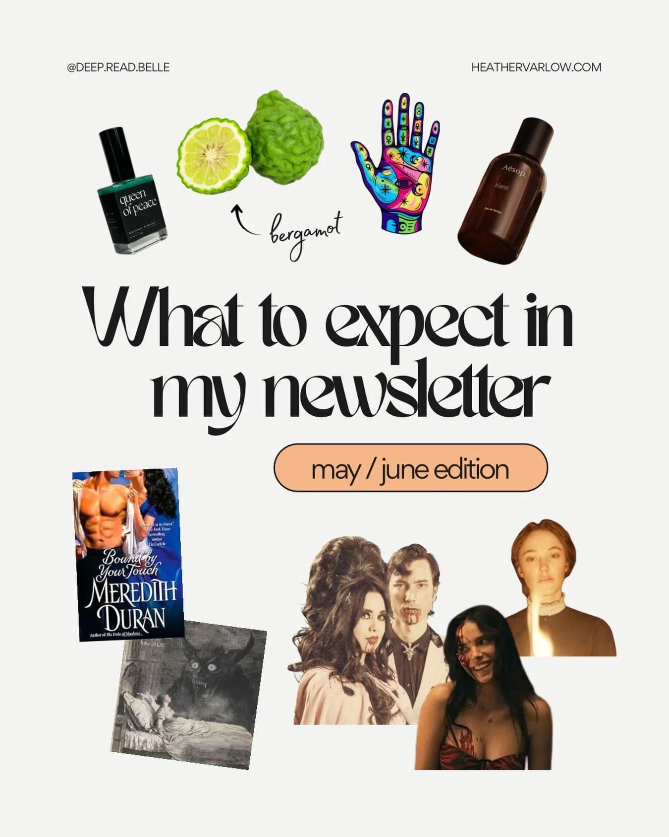 Hi, hello. I threw a bunch of stuff into a too-long newsletter and I&rsquo;m sending it out on Tuesday, June 2. I talk a lot about bergamot, the preferred scent note of slutty viscounts; what I&rsquo;ve been reading, watching, and listening to; and a