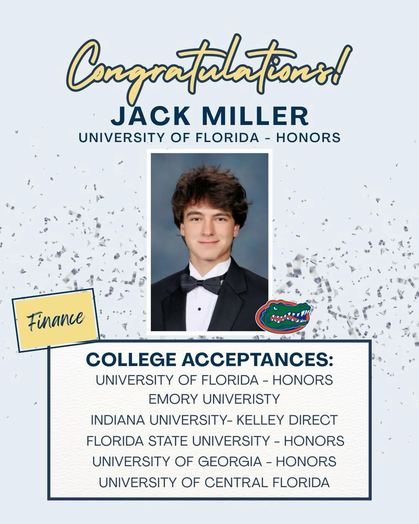 An outstanding student across academics, athletics and an incredibly well built resume, Jack has consistently demonstrated both drive and versatility.  He even found a way to gain early experience in finance- demonstrating an early commitment to his 