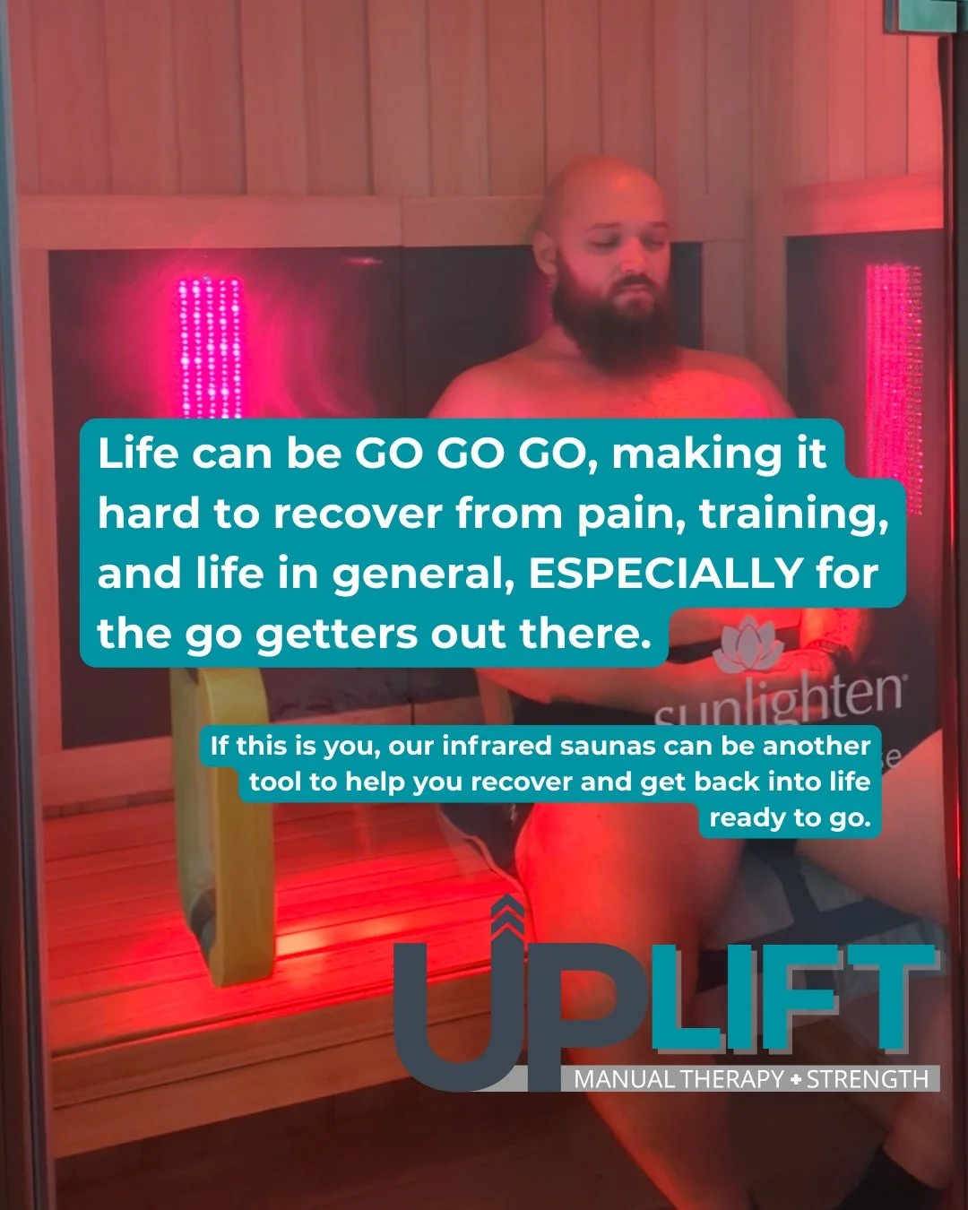 CARE FOR YOUR BODY!

At Uplift, we&rsquo;re passionate about helping you feel better, not just for today, but for the long run. That&rsquo;s why we brought in infrared sauna therapy, a powerful, science-backed way to support your body from the inside
