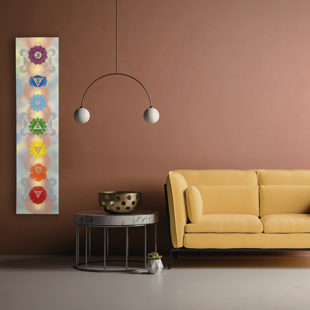 Chakra Portal with Metatrons Cube | 12 x 48 | Original Canvas