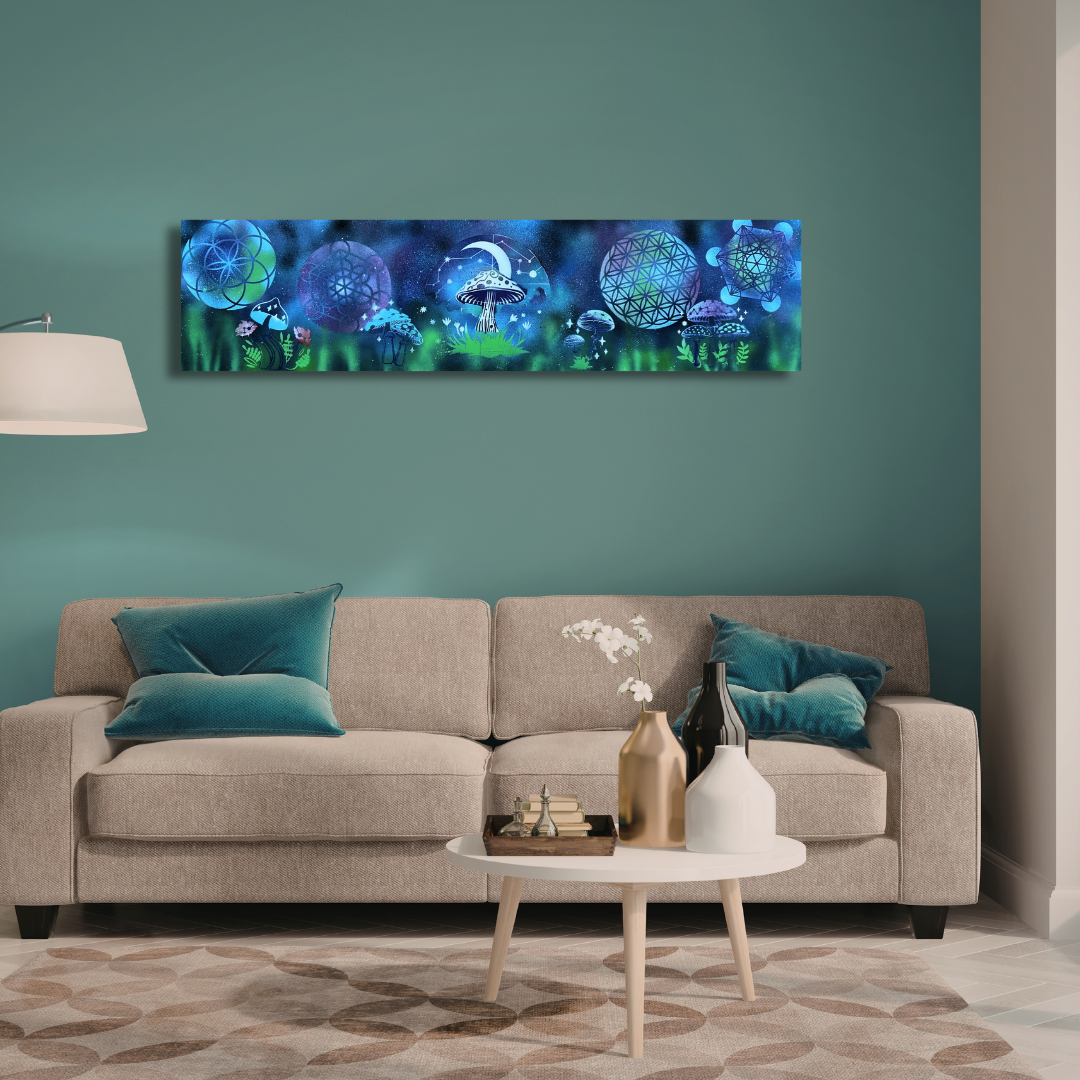 Gardens Of The Galaxy #1 - Mushroom Series | 12 x 48 | Original Canvas