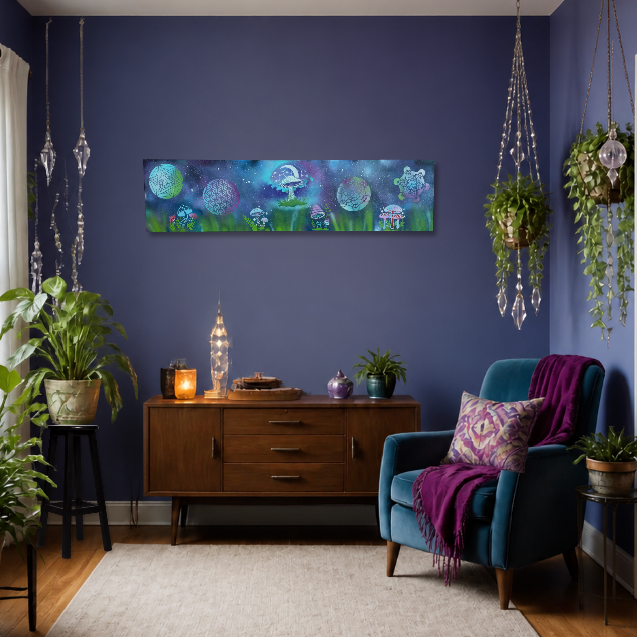 Gardens Of The Galaxy #4 - Mushroom Series | 15x60 | Original Canvas
