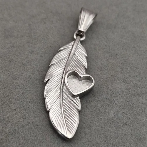Stainless Steel Feather With A Heart