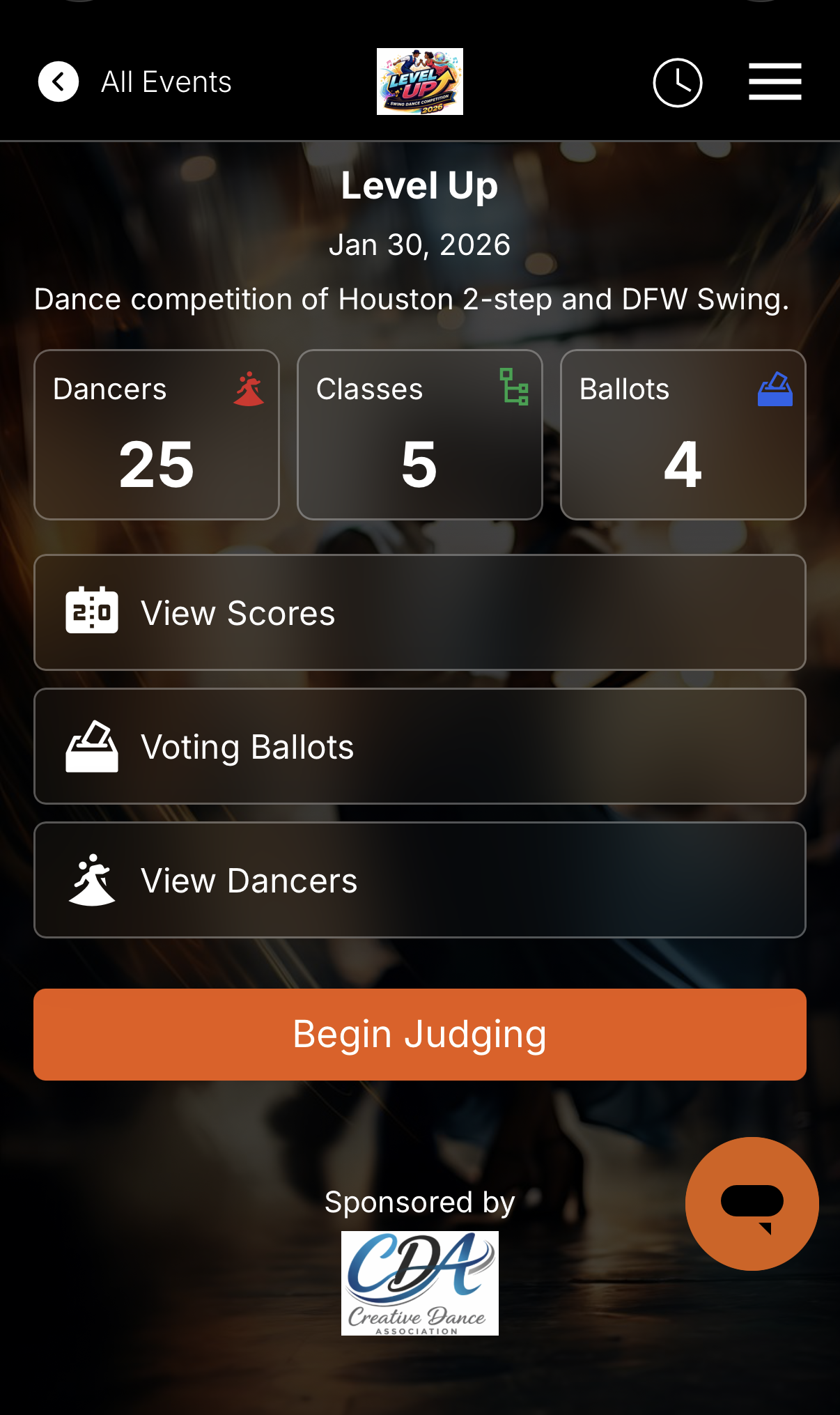 LiveJudge creates clean mobile landing pages for your spectators, contestants and judges. Just scan a QR code and you are there! No downloads.