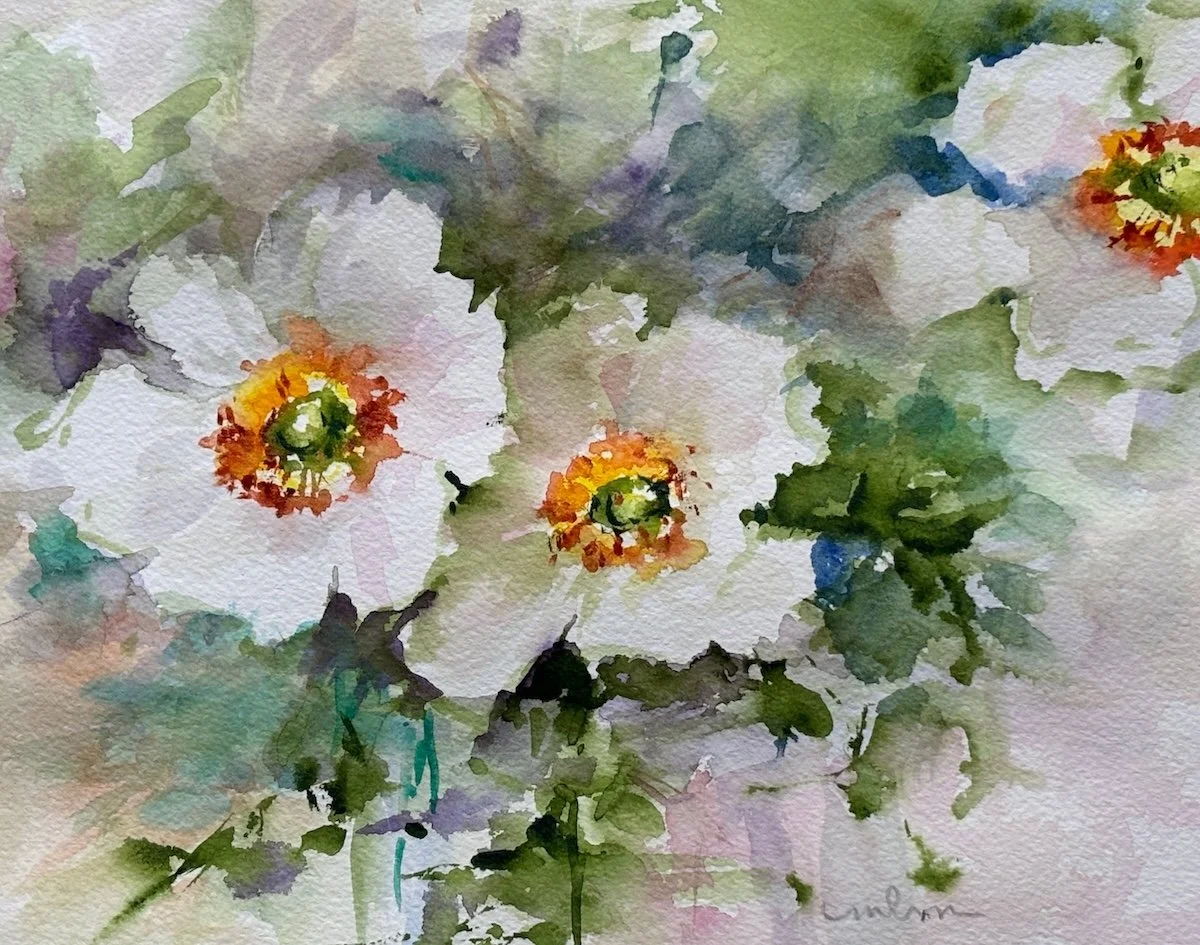 Wild – Original Watercolor Floral Painting, 8 x 10, Double Matted to 11 x 14  $125.00
