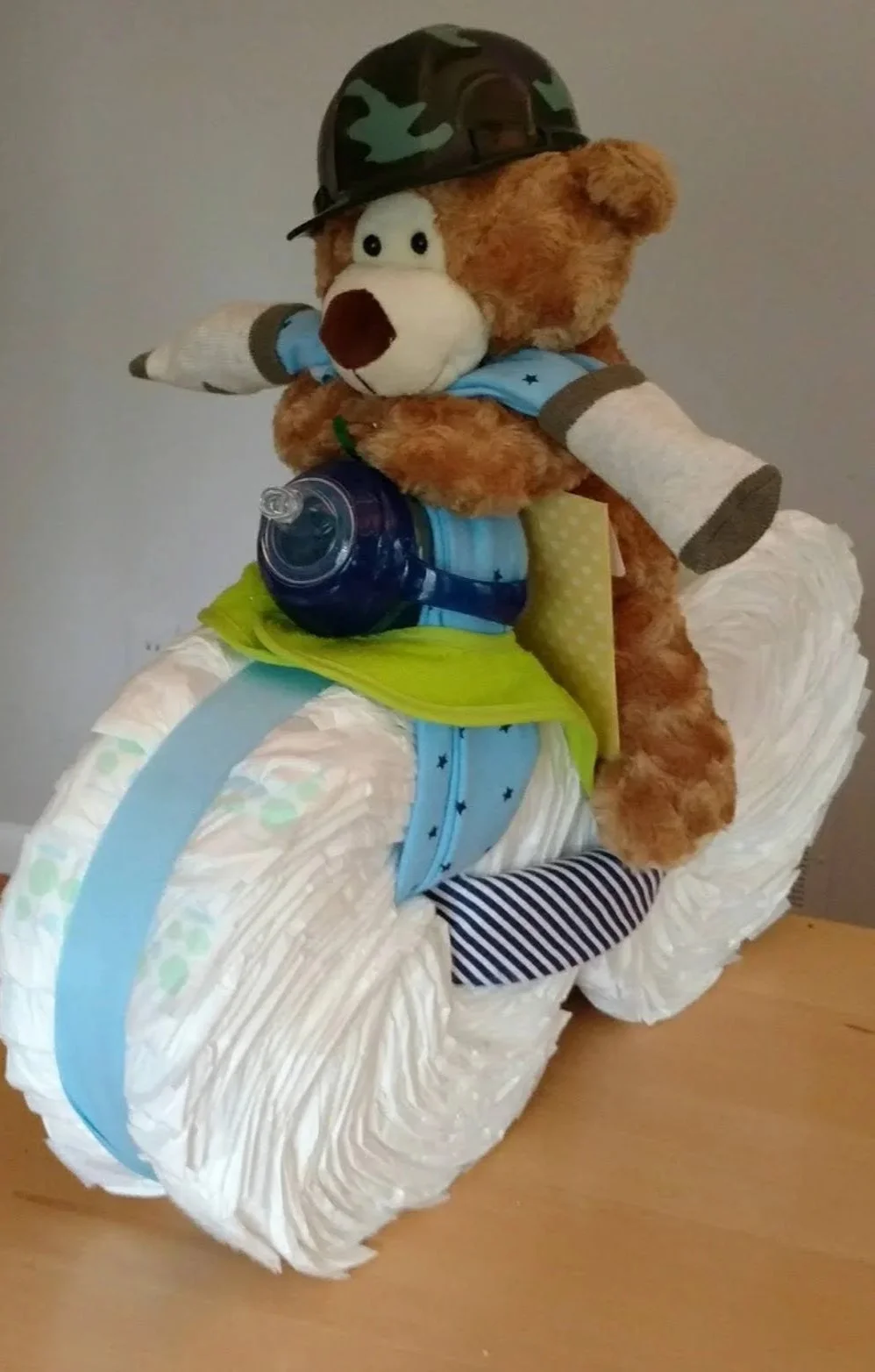 Diaper Motorcycle with stuffed bear