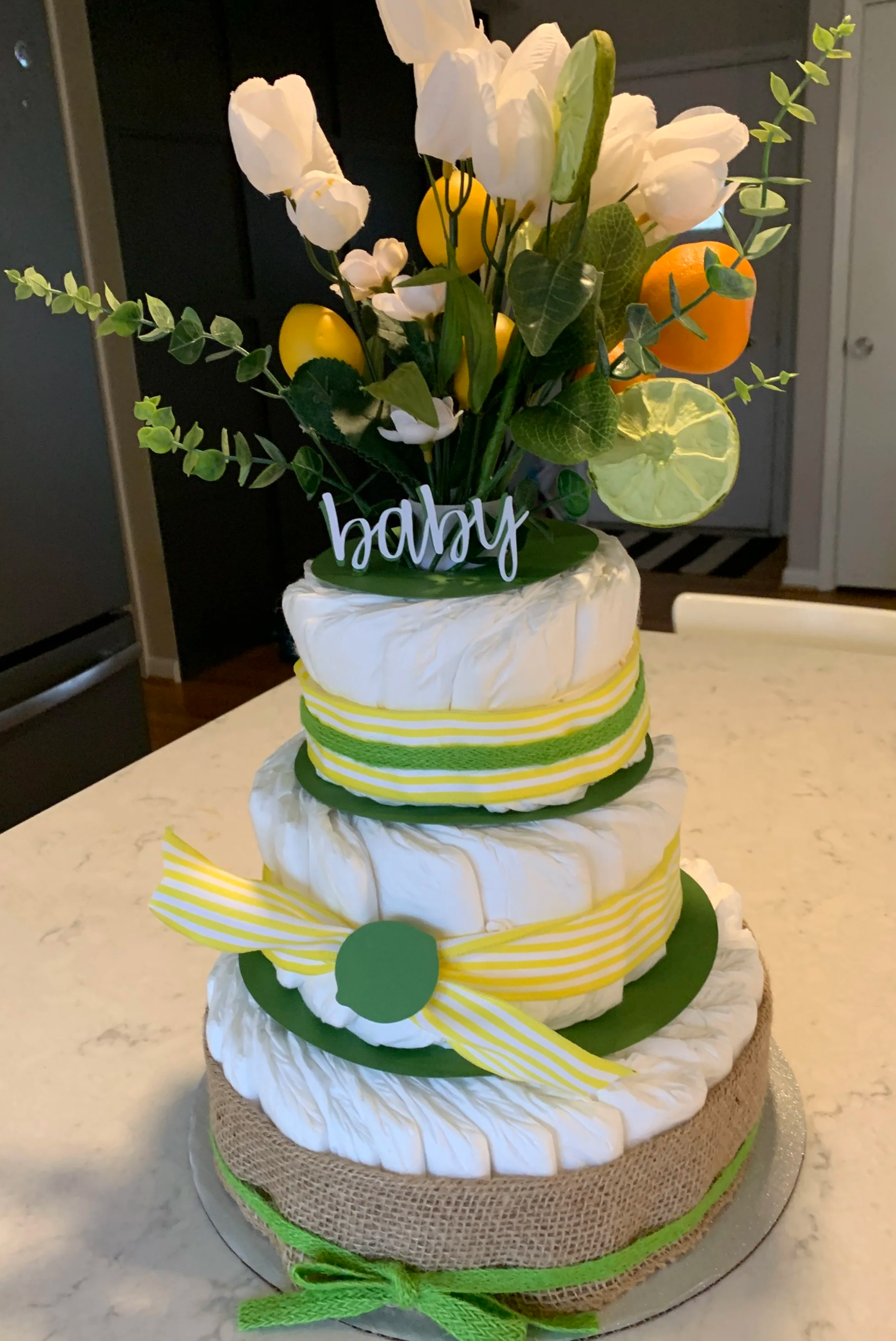 Diaper Cake with Citrus Bouquet