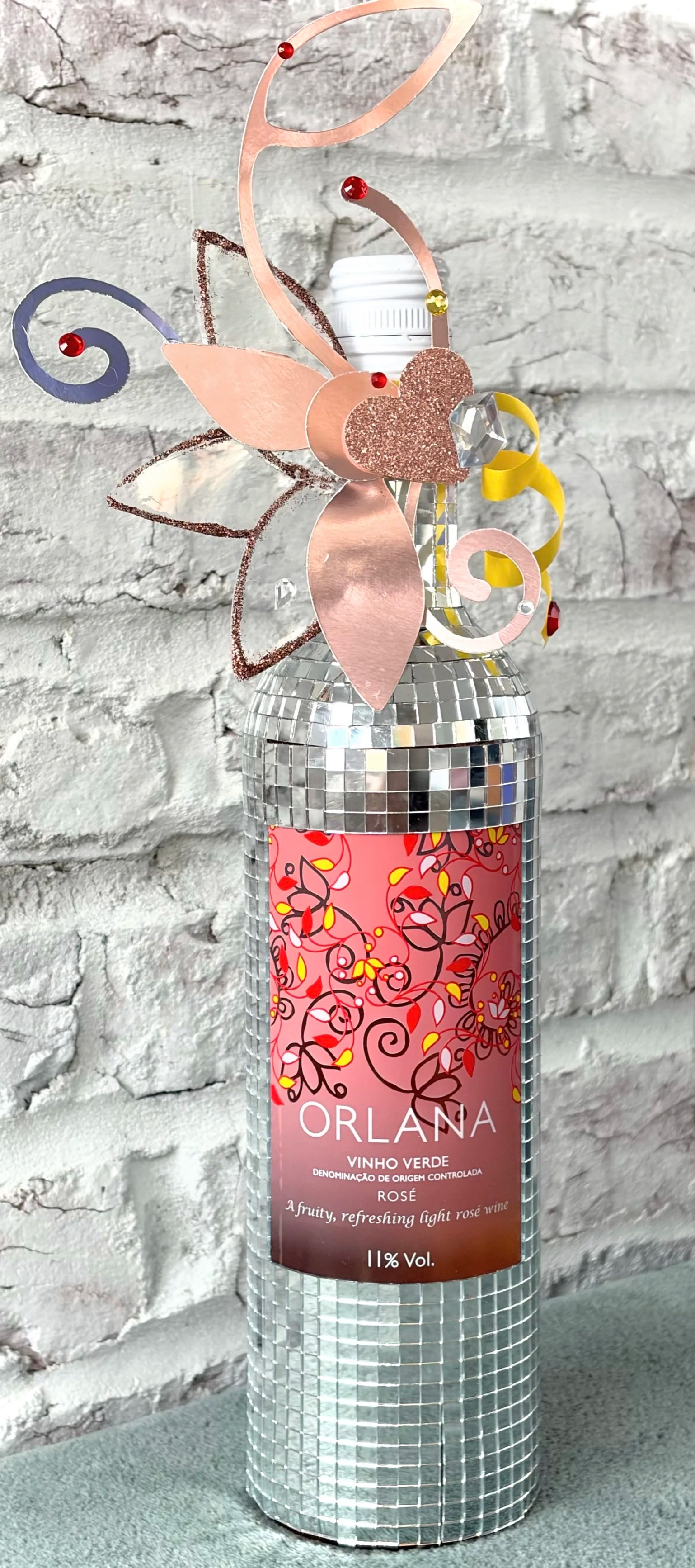 Disco Ball Wine Bottle with custom die-cuts