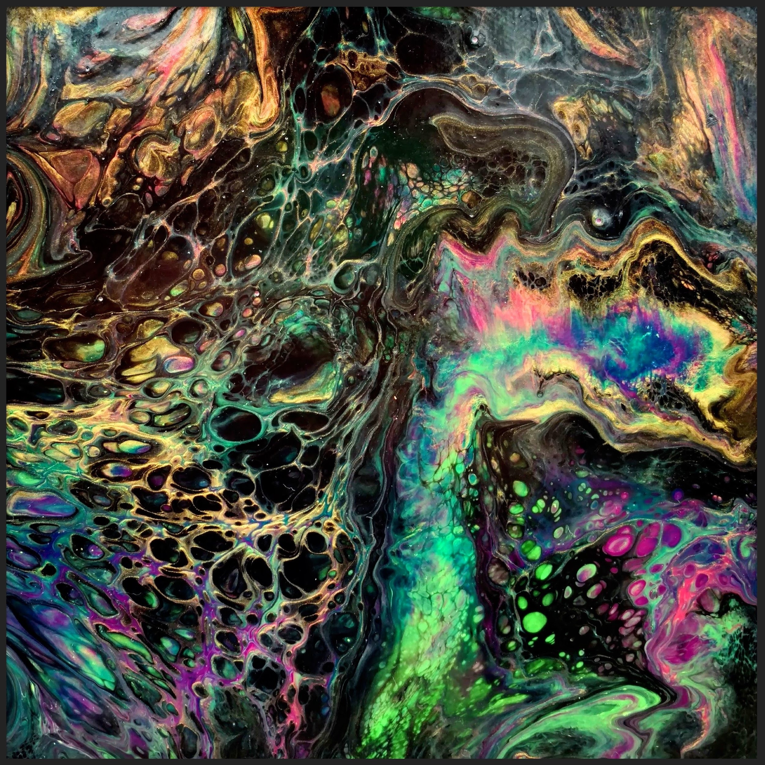 Galaxy Paint Pour on canvas (8in.x8in.)