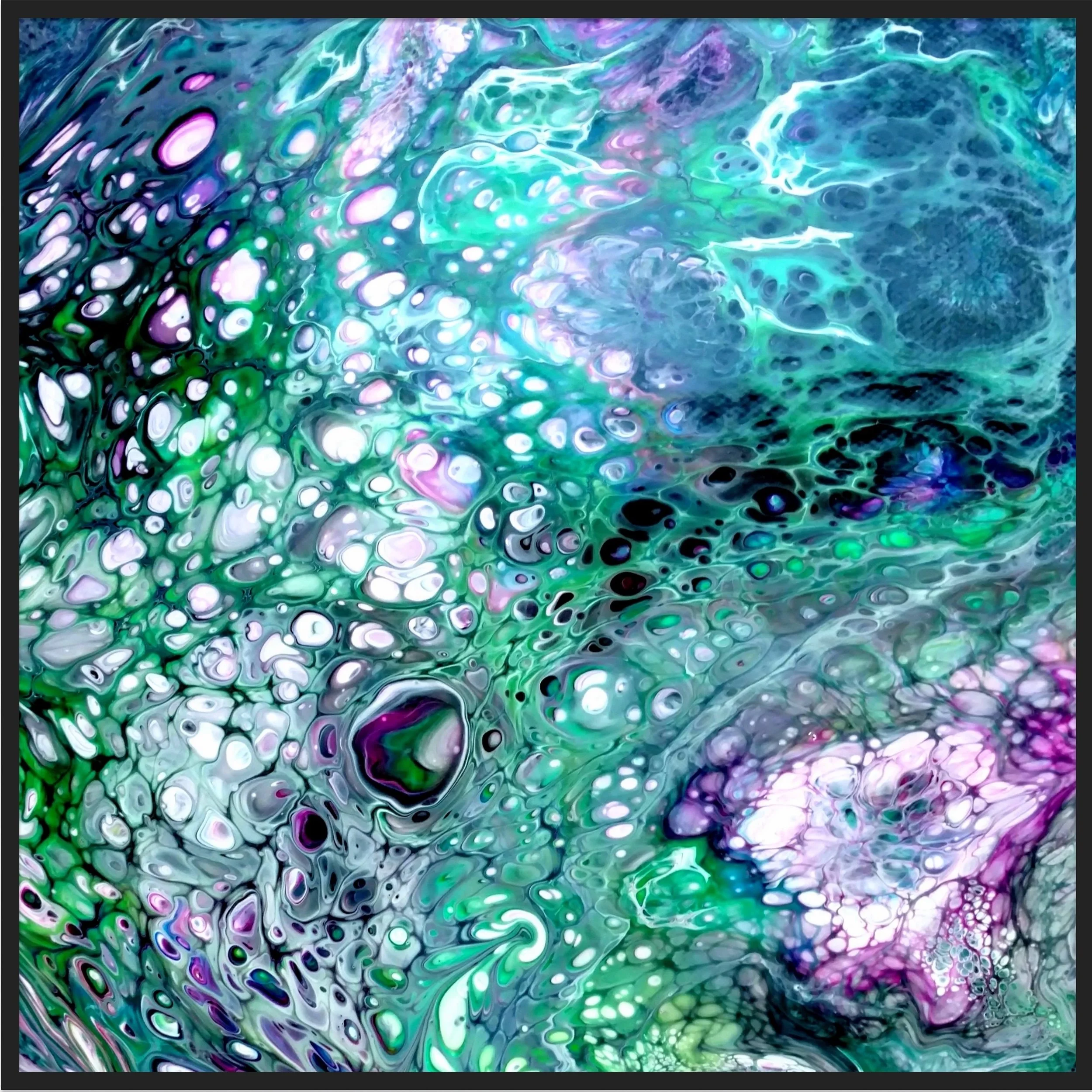 Kelp Forest Paint Pour on canvas (8in.x8in.)