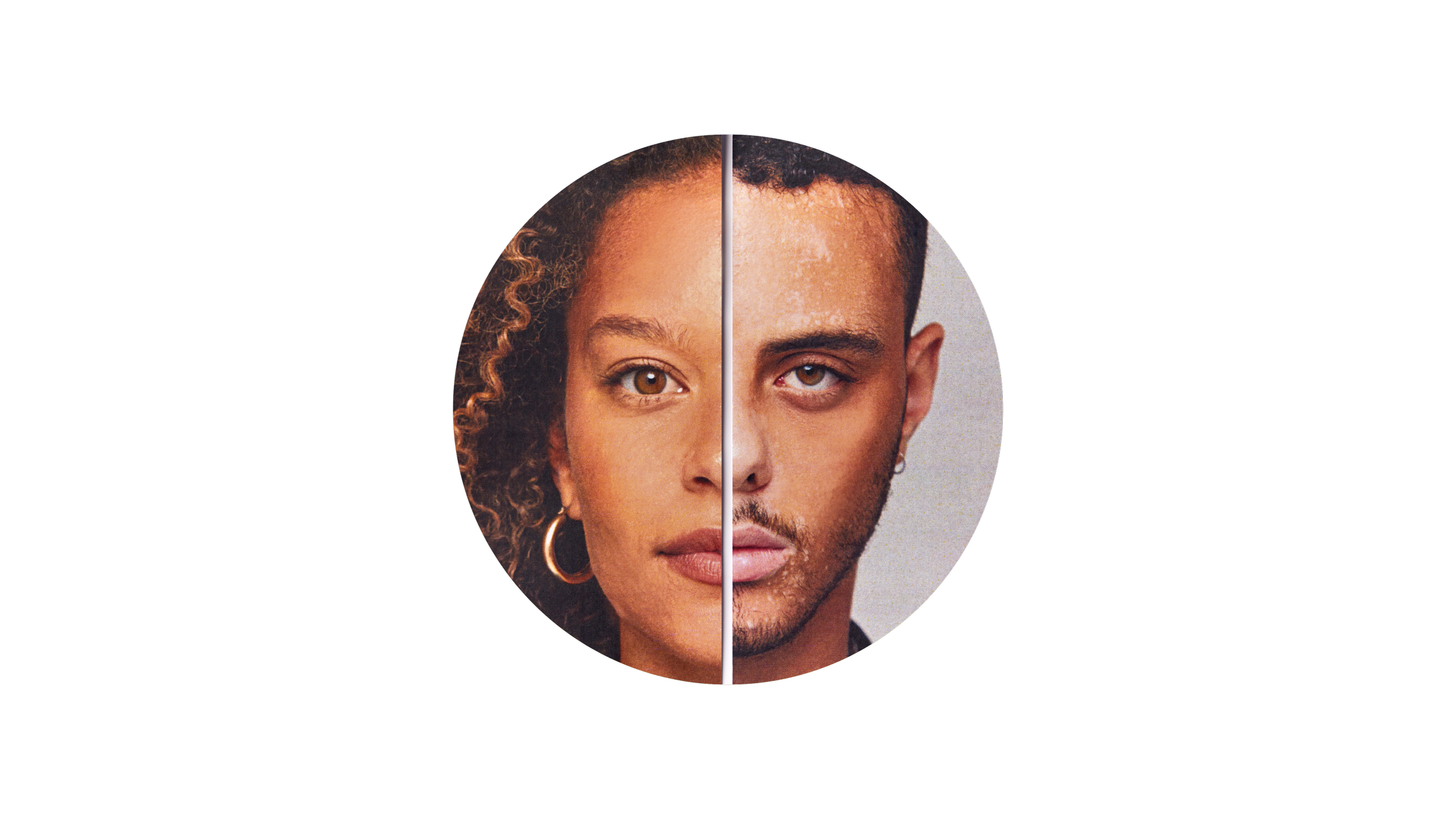 Half of a woman and half of a man together