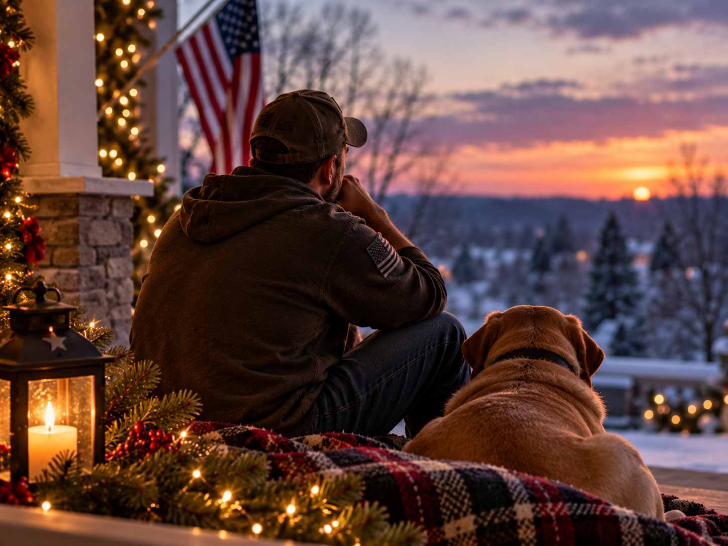 Veteran and Dog at Sunset.png