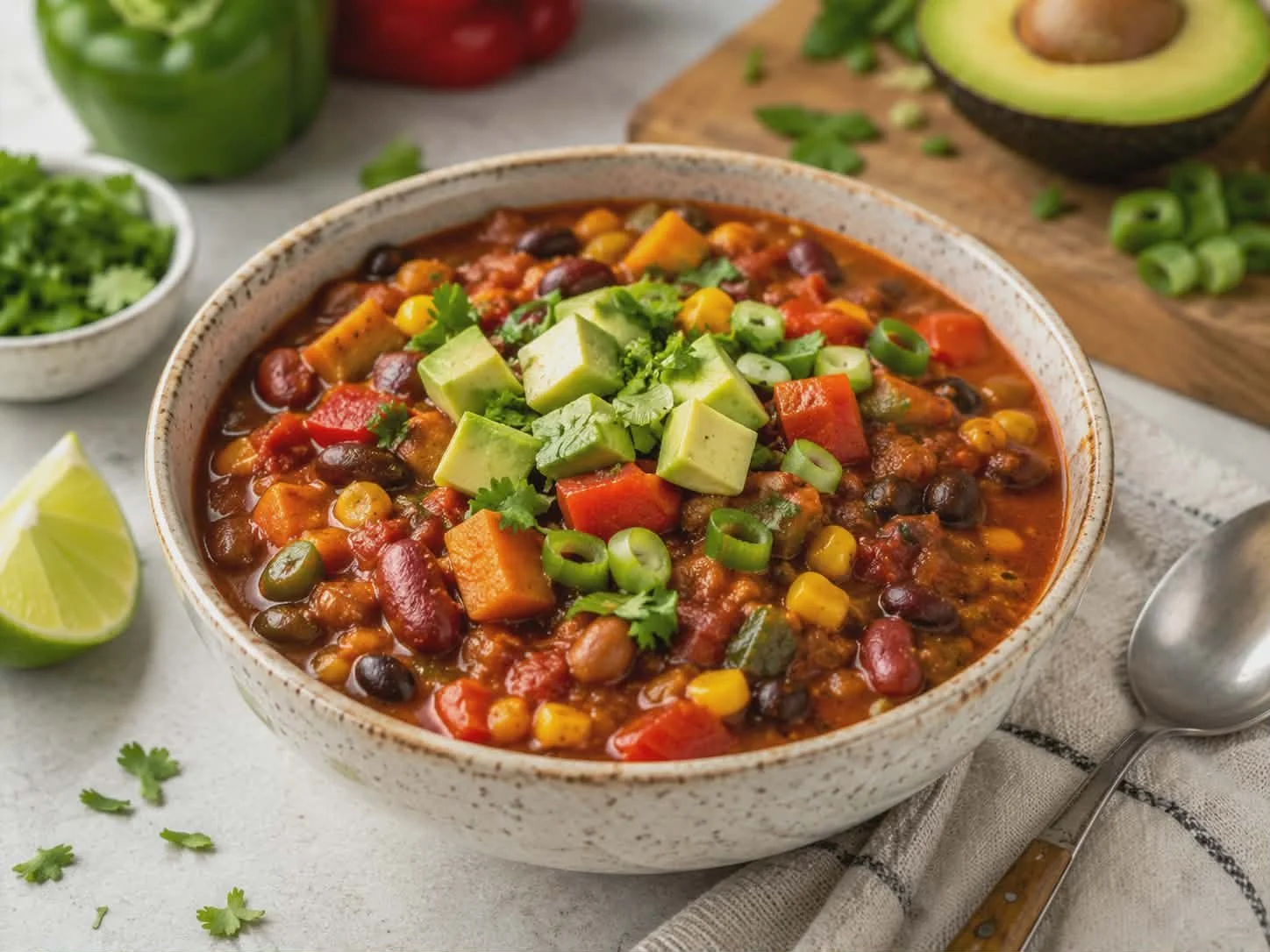 Smoky Three-Bean Rainbow Chili