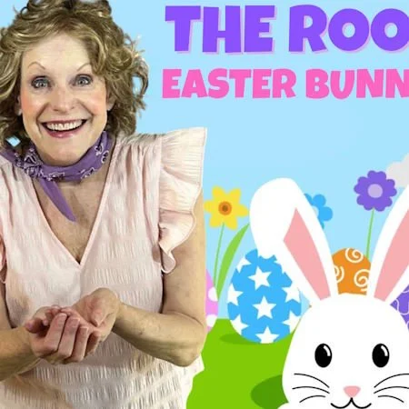 women holding her hands out near an Easter Bunny