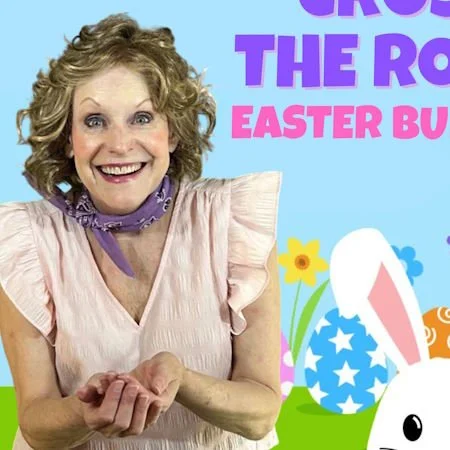 women holding her hands out near an Easter Bunny