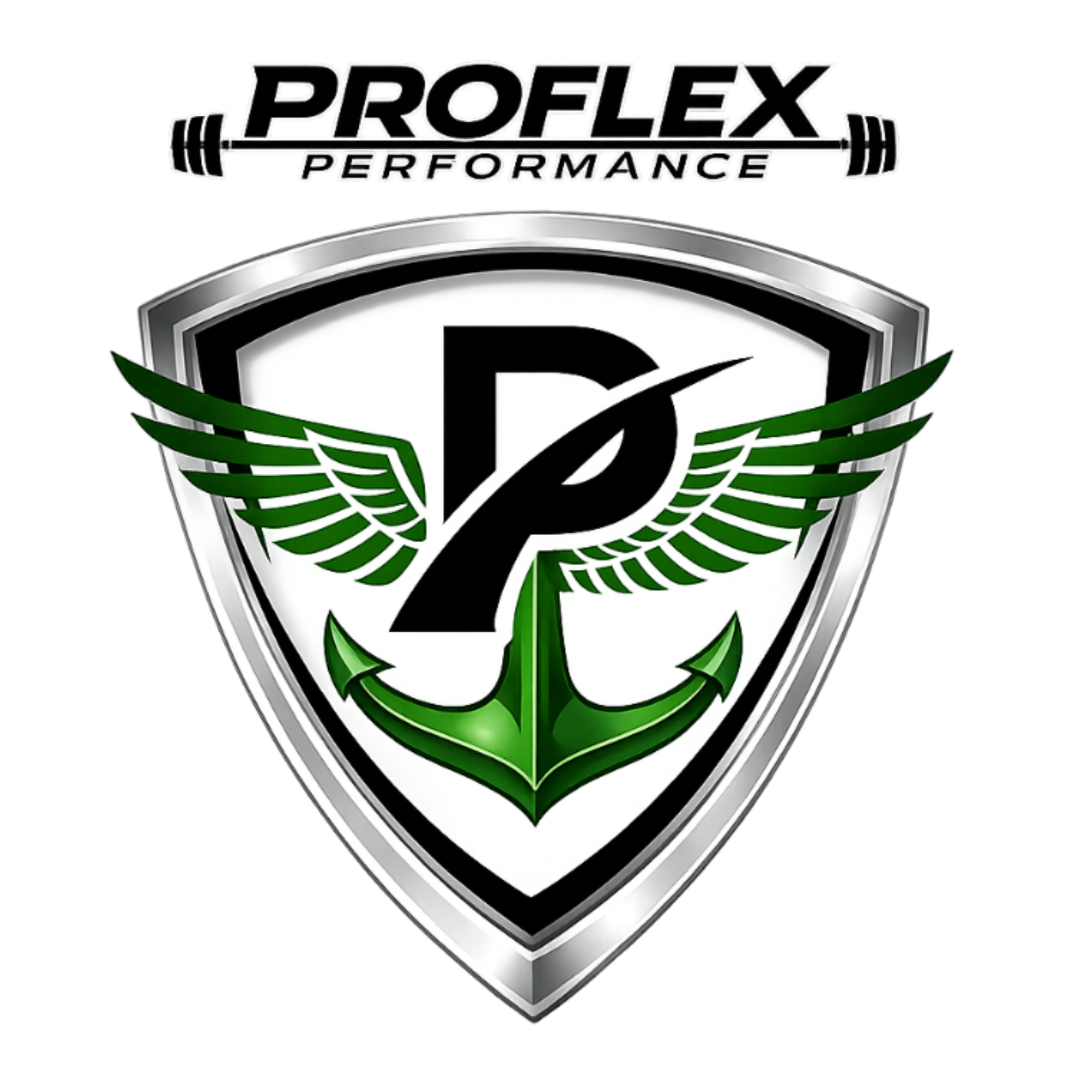 ProFlex Performance logo with a shield emblem and green laurel wreaths.