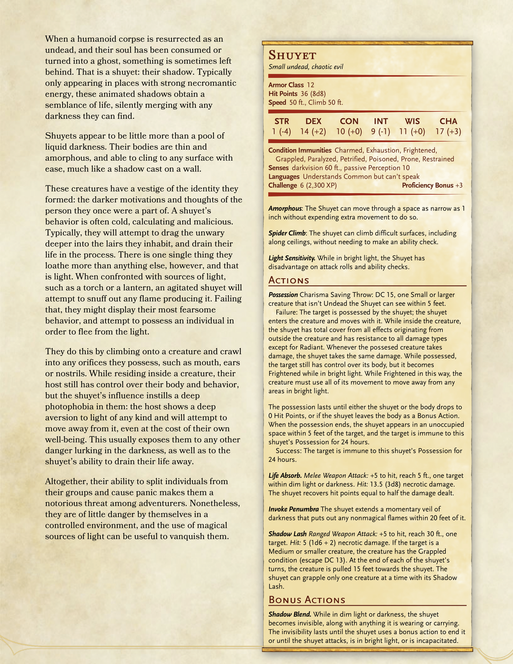 Shuyet statblock and description