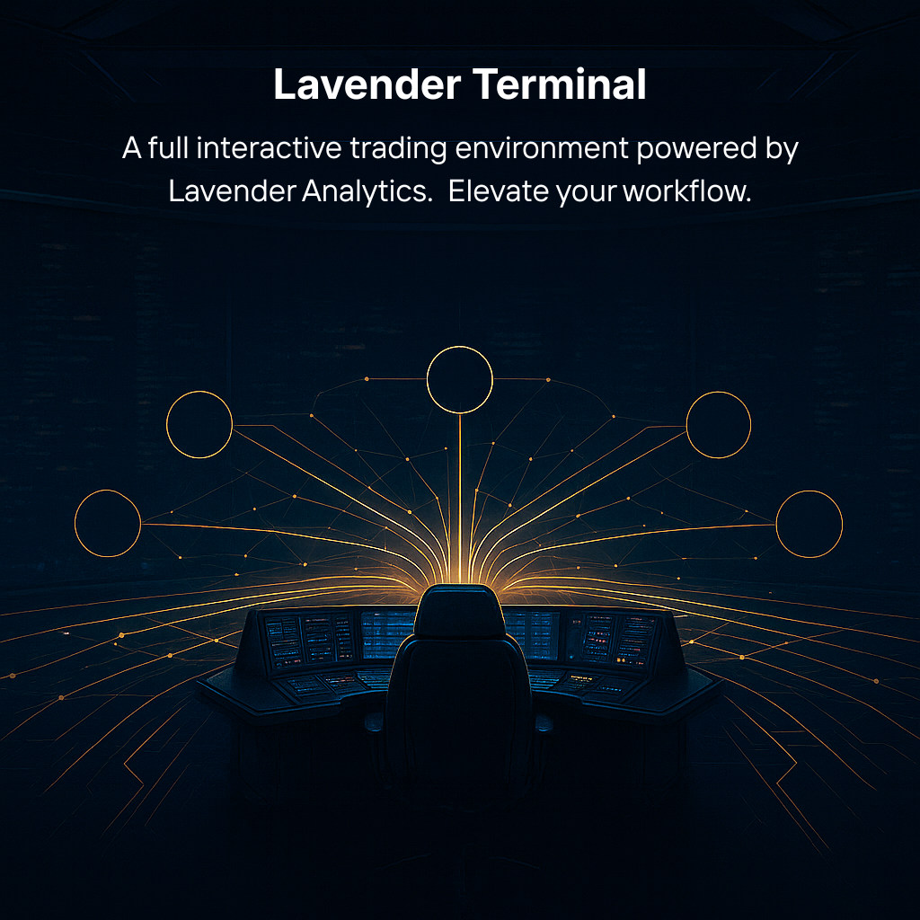 Lavender Terminal - professional desktop interface for visualizing options risk and greeks, launching July 2026