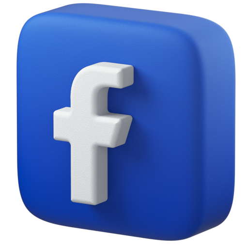 Facebook logo icon with white 'f' on a blue square background.