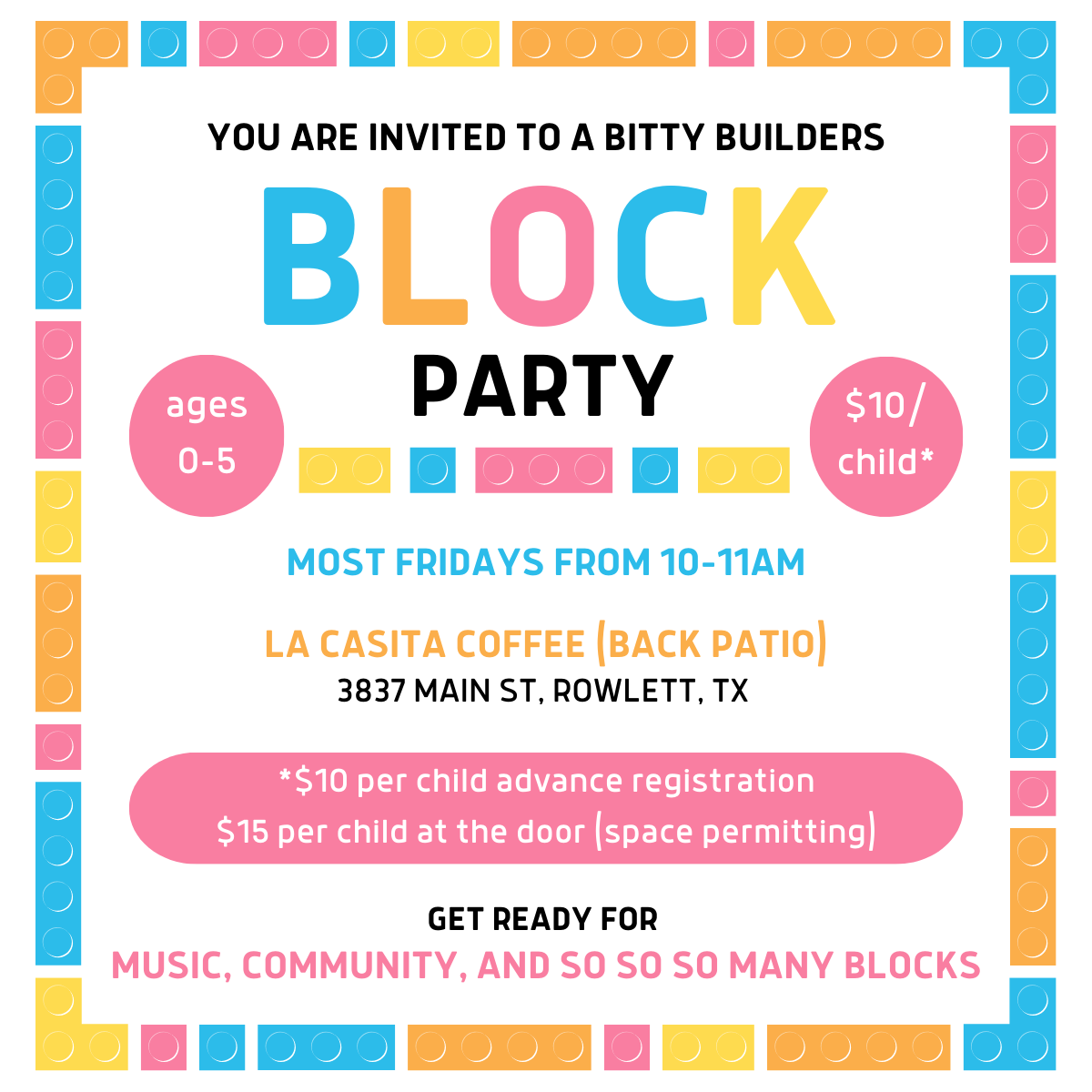 BLOCK Party Playgroup | Friday Mornings | Rowlett, TX