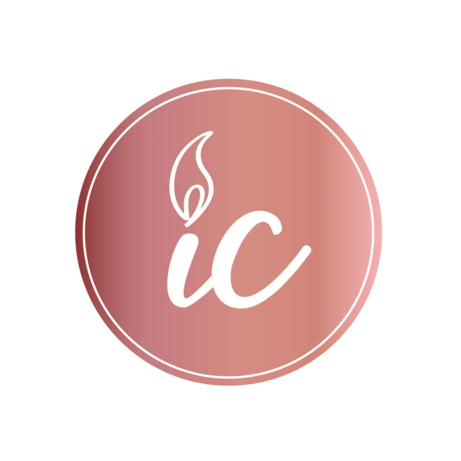 Logo with a pink circular background, white cursive letters 'i' and 'c', with a small flame graphic above the 'i'.