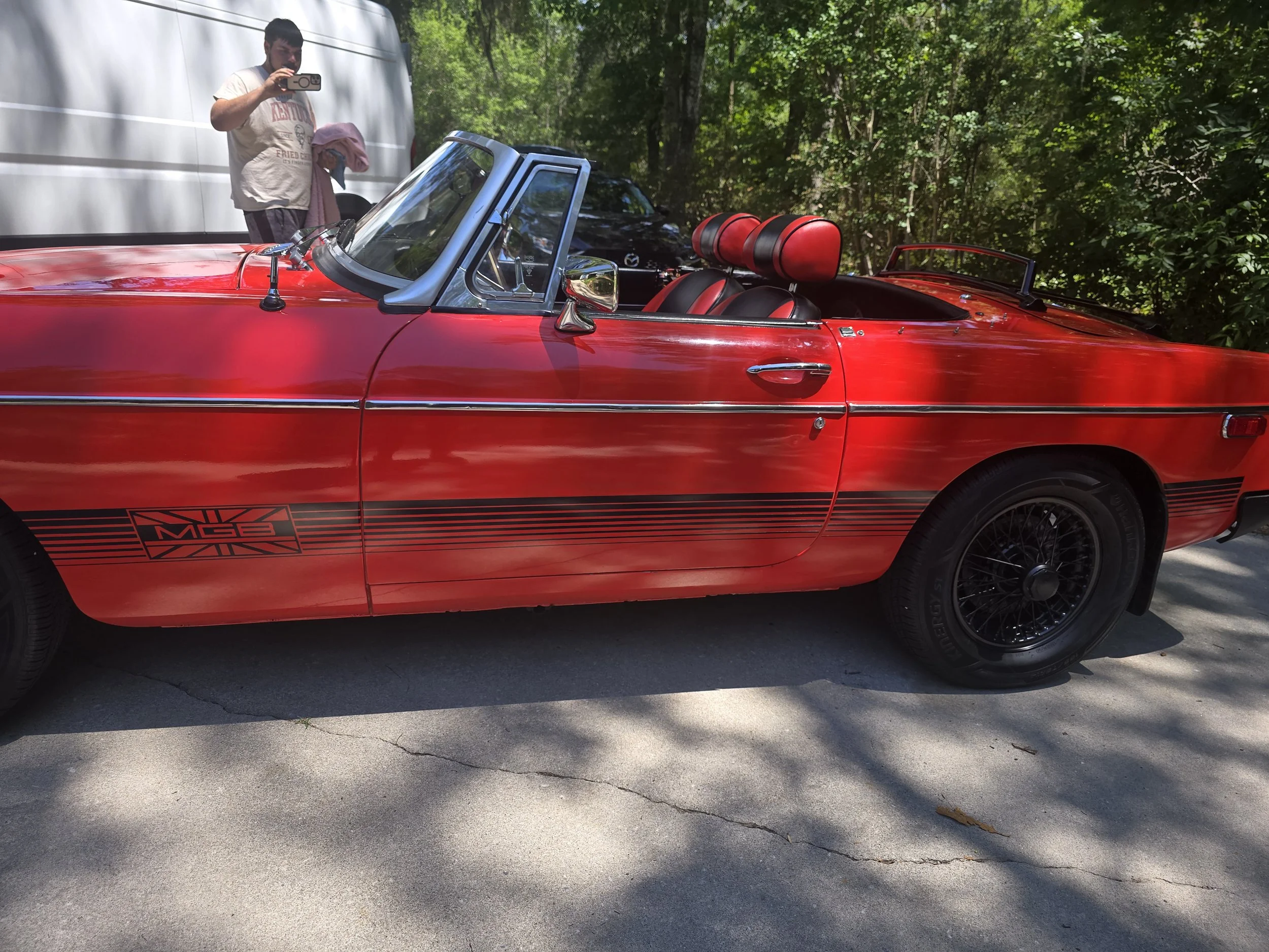 Race Stripe job on 70's MGB.