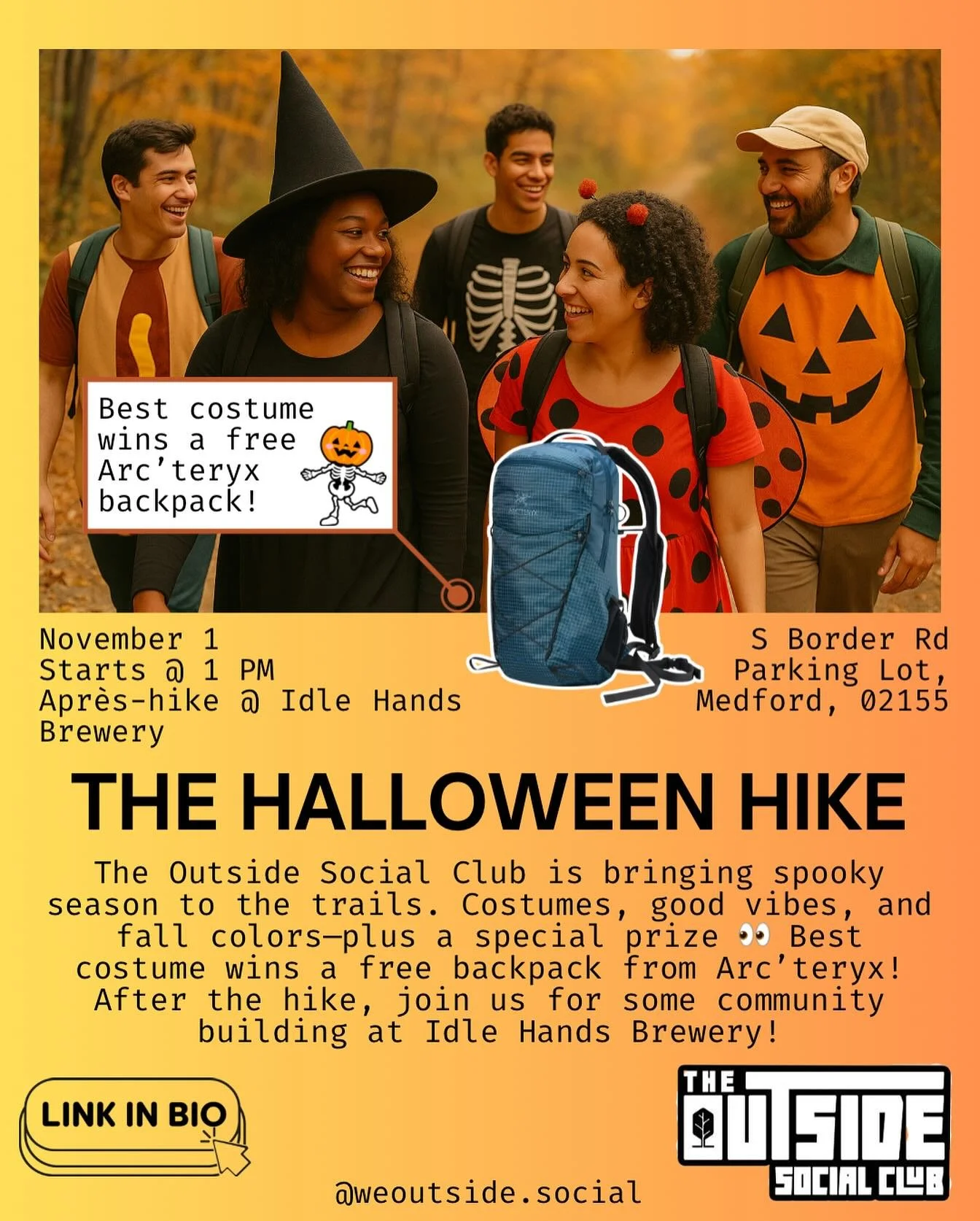 Keep the costumes out one more day! 🧙🏾&zwj;♀️🧟&zwj;♂️
Join our FREE Halloween Hike on Nov 1&mdash;kickoff at 1 PM. Costumes Encouraged (not required).
Link in bio.
#WeOutside #BlackOutside #HalloweenHike #TrailTime #boston